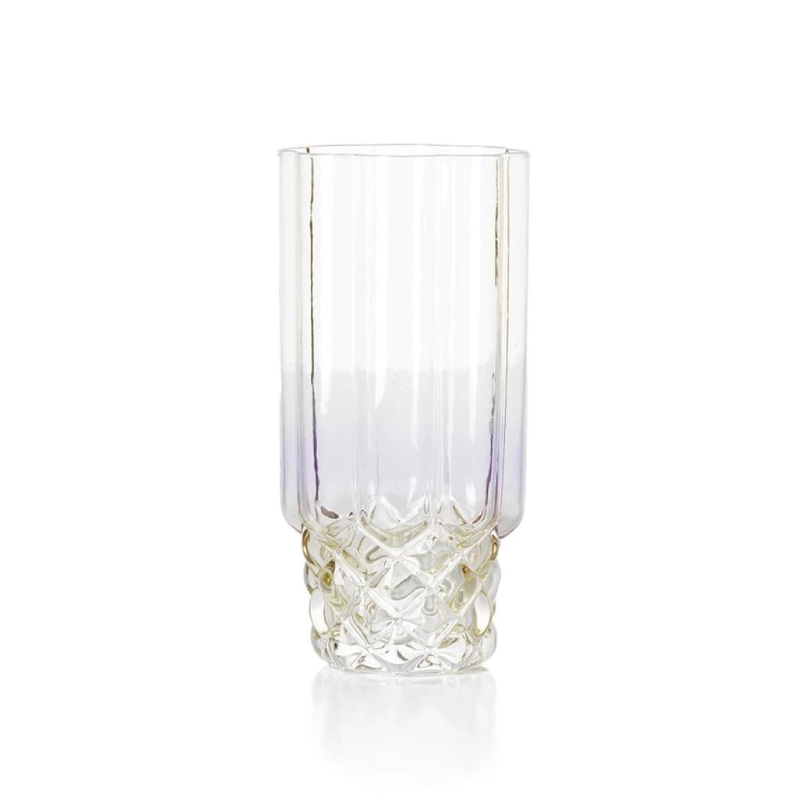 Trinkglas im hohen Formdesign und eleganter Pastell Farbe Rosa für Highball, Wasser, Limonaden 