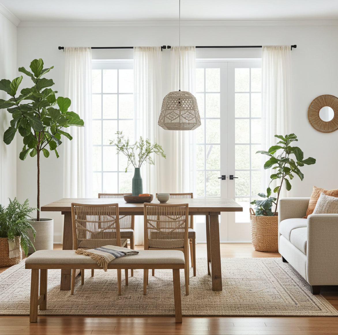 gemütliche und kunstvolle Macramee Lampe Hängelampe im Esszimmer