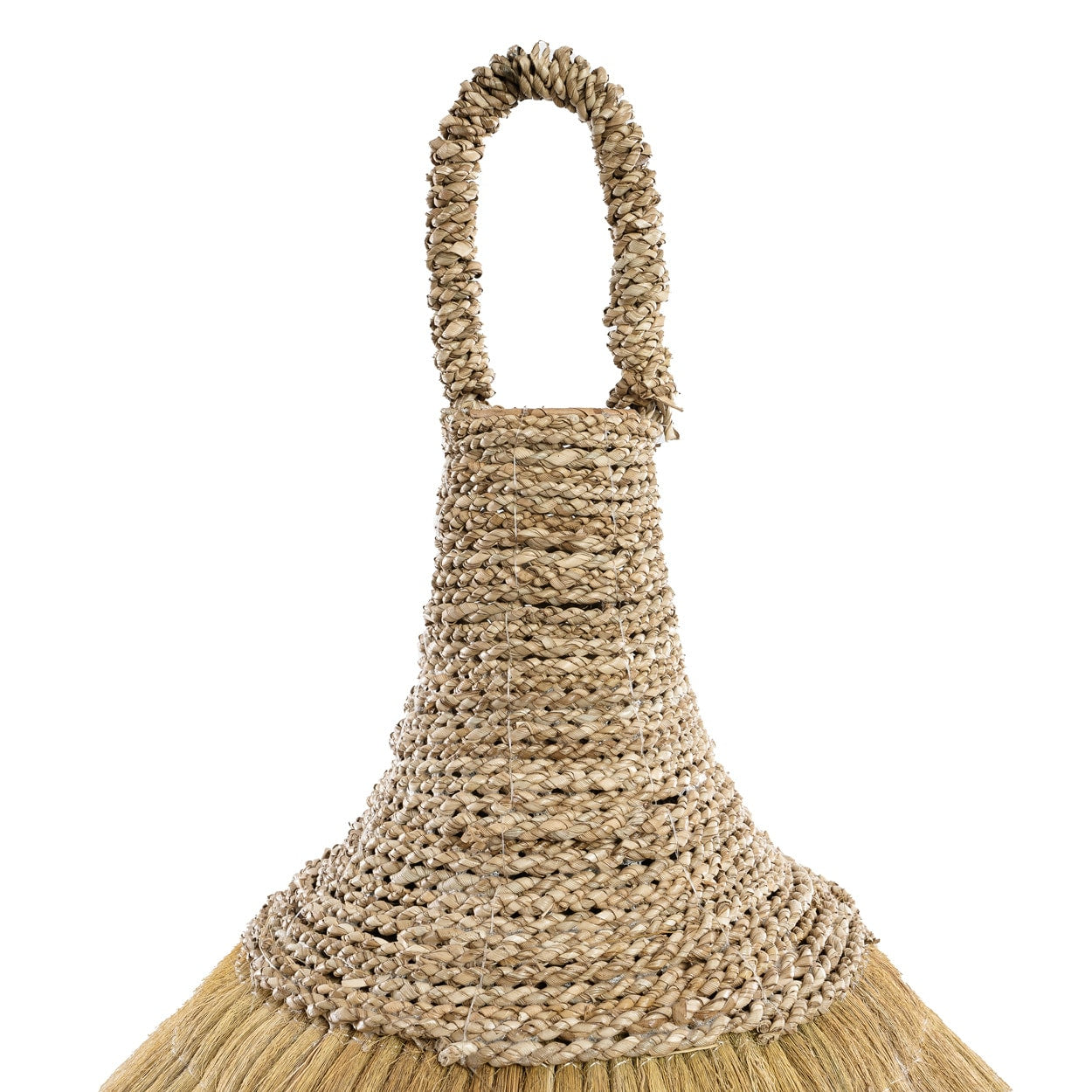Aufhängung Geflecht Makiki L Boho Lampenschirm Gras JARE009N-L Detail Soulbirdee Onlineshop