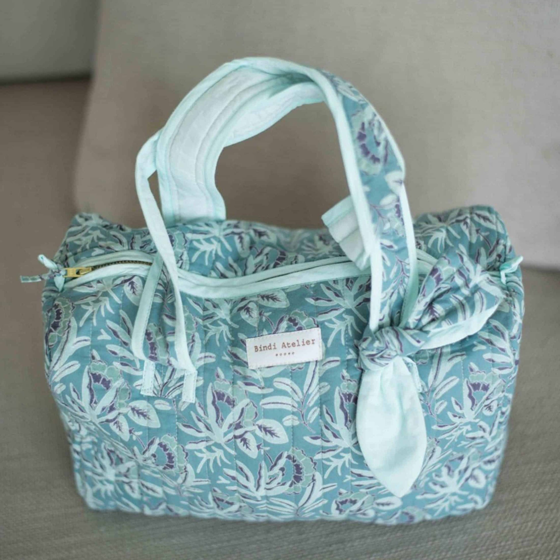 Mama bag blau henkeltasche baumwolle stoff muster blumen 