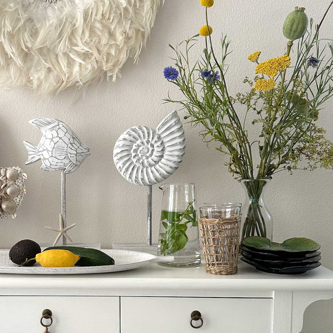 Maritim Gras Trinkglas Soulbirdee Onlineshop Dekoration modern Ideen Skandinavisch Trinkgläser Geflecht Getränke Wasserglas Stroh kaufen