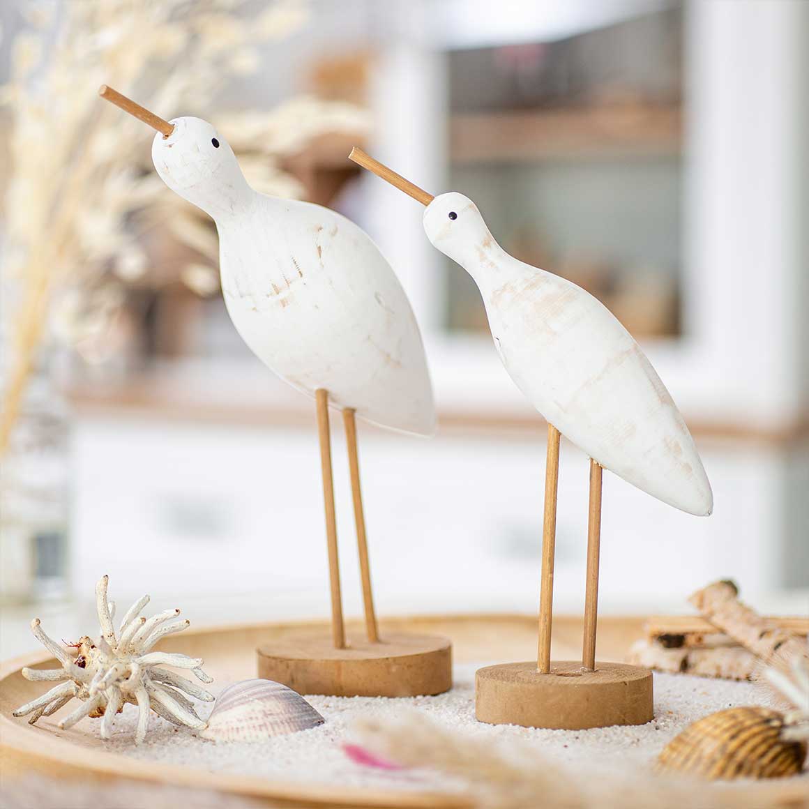 Maritime Deko Möwenliebe Möwen Paar für die Strandhaus Deko Handgemachte Holzfiguren in Weiß Deko kaufen Soulbirdee Onlineshop