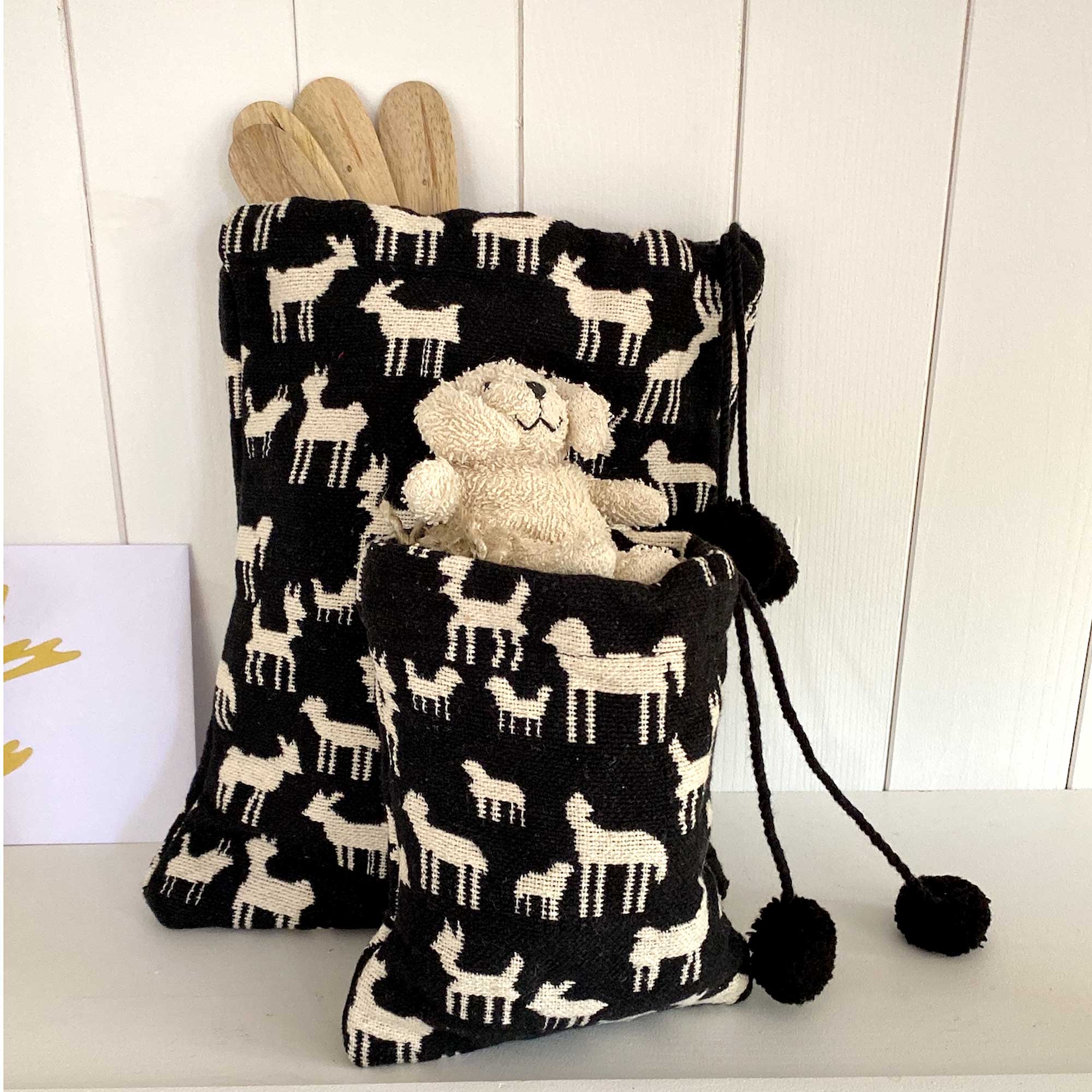 Nikolaus Sack Gustav ♥ skandinavische Nikolaus Socke mit Rentier Muster| Nikolaussack zum Zubinden | Soulbirdee Onlineshop
