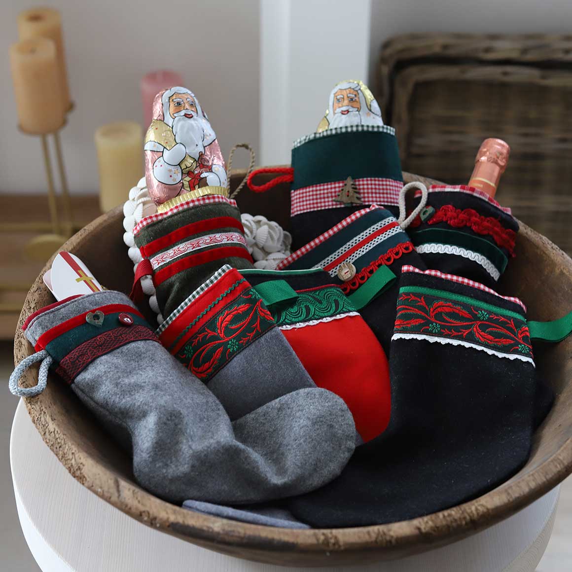 Trachtendeko Nikolausstiefel Nikolaus Stiefel Strumpf Chiemgau Tracht Weihnachtsdeko Advent Deko Geschenk Weihnachtsdeko kaufen Soulbirdee Weihnachtsshop