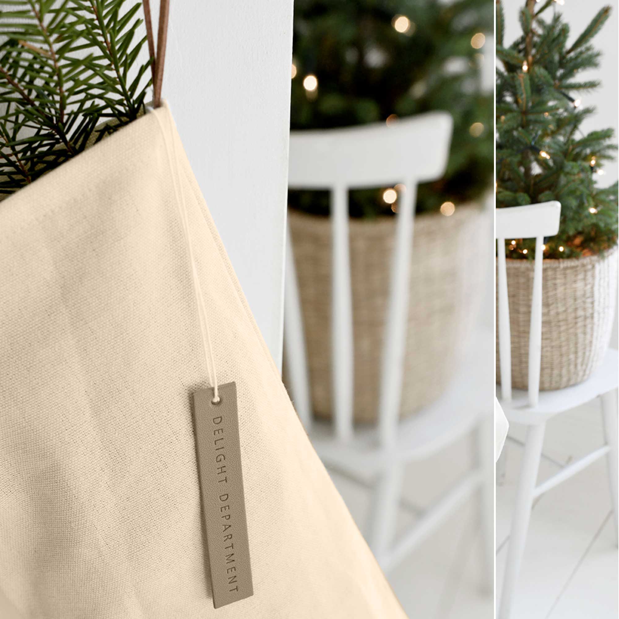 Nikolausstrumpf Beige detail Skandinavische weihnachtsdeko Nikolaus Soulbirdee shop