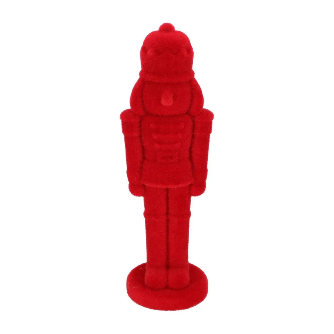 Roter Nussknacker mit samtiger Oberfläche in 50 cm Höhe als Weihnachtsfigur
