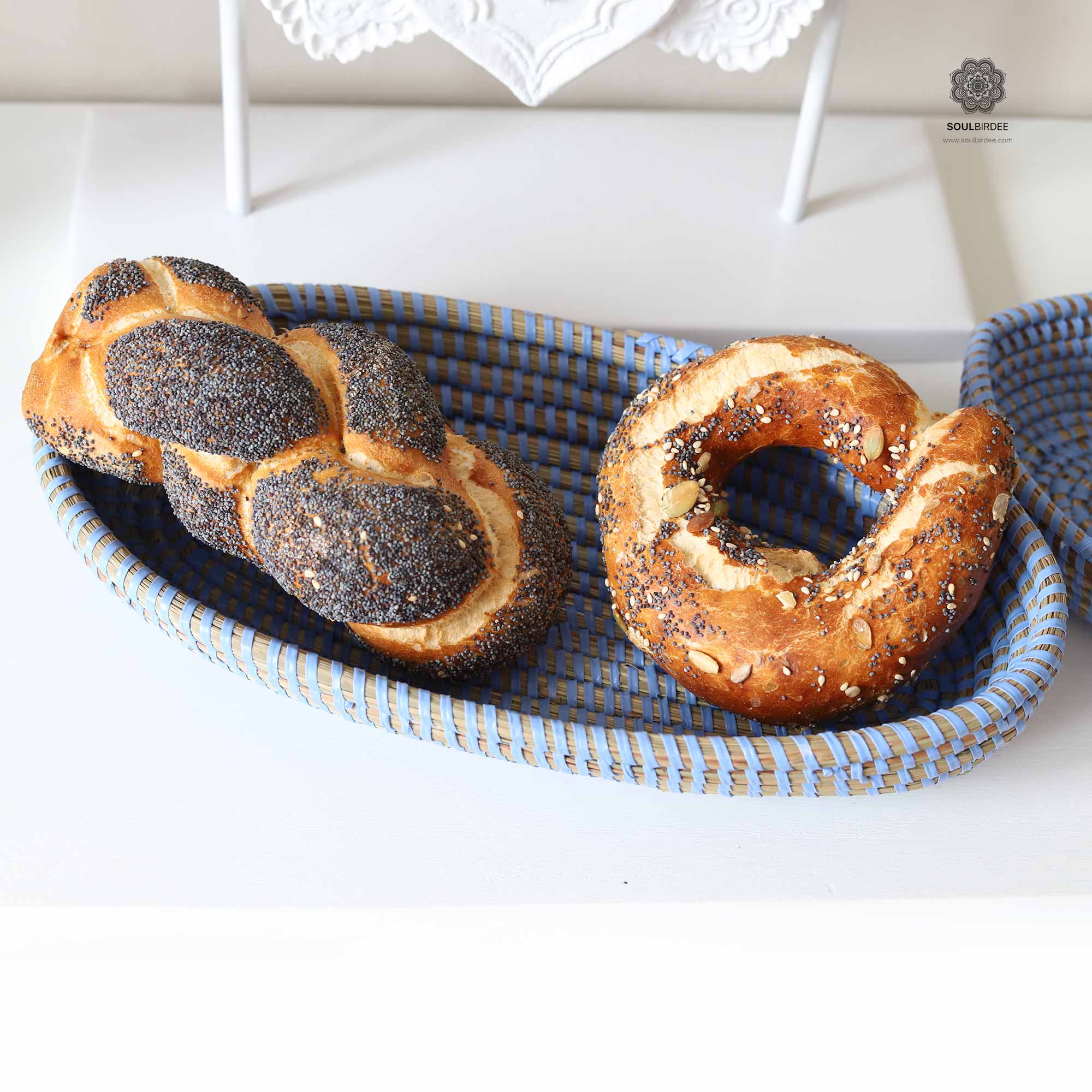 Brotkorb Brotkörbchen OSTERNESTCHEN ♥ Blaues Körbchen aus Afrika als Osternest oder Brotkorb. Osterdeko & Tischdeko online kaufen, Soulbirdee Onlineshop