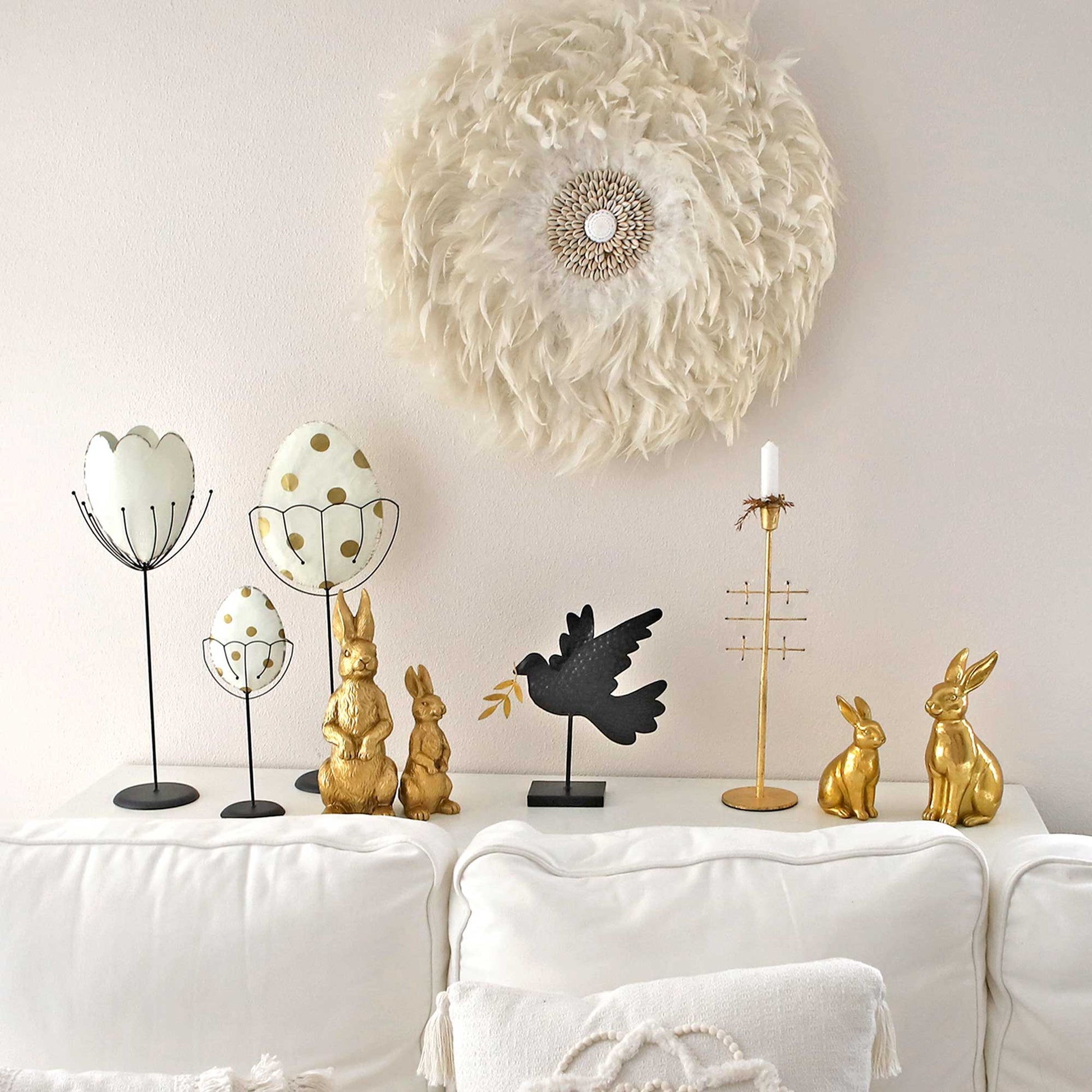 Osterdeko kaufen Goldhase online shop gold weiss modern landhaus shabby boho soulbirdee onlineshop