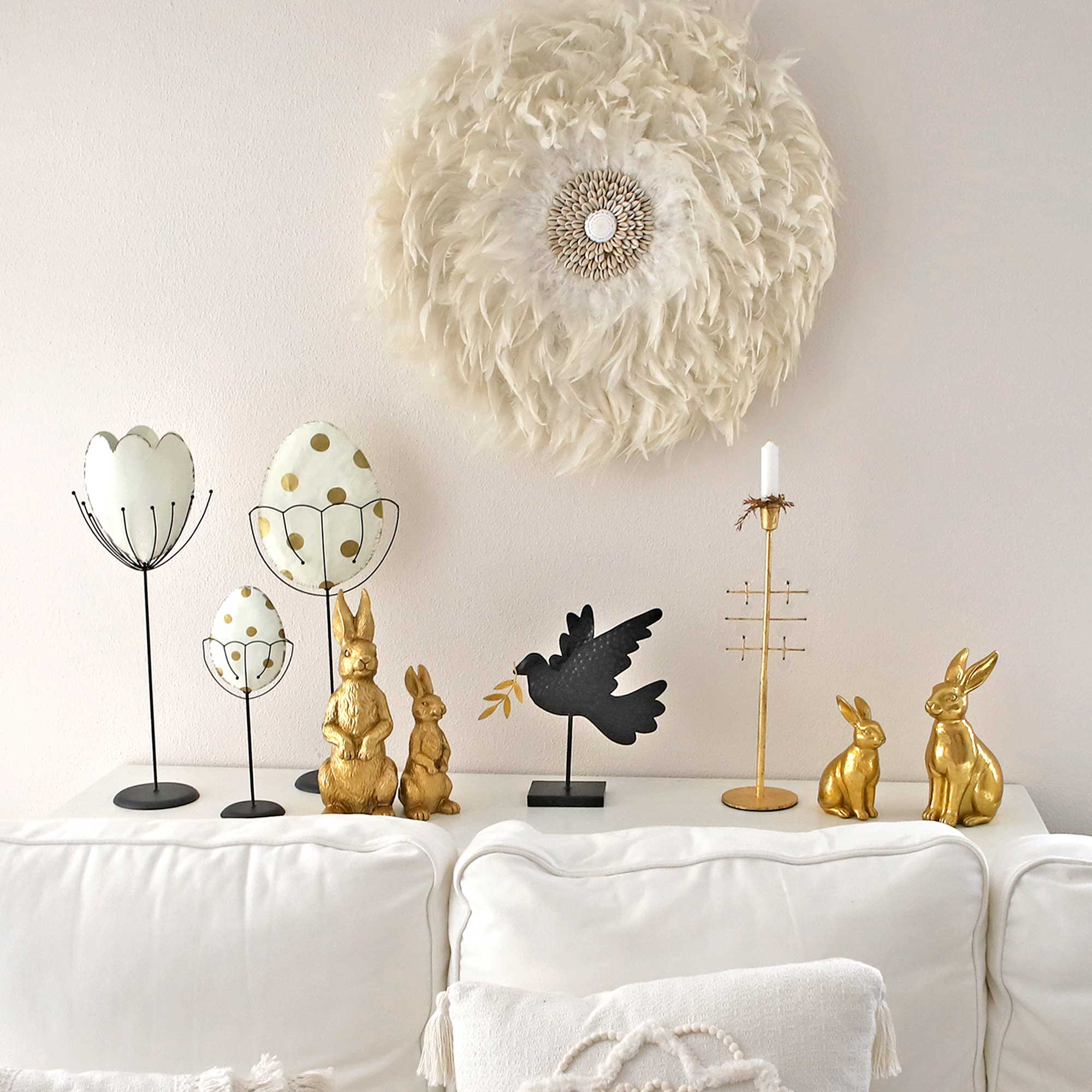 Osterdeko kaufen Goldhase online shop gold weiss modern landhaus shabby boho soulbirdee onlineshop