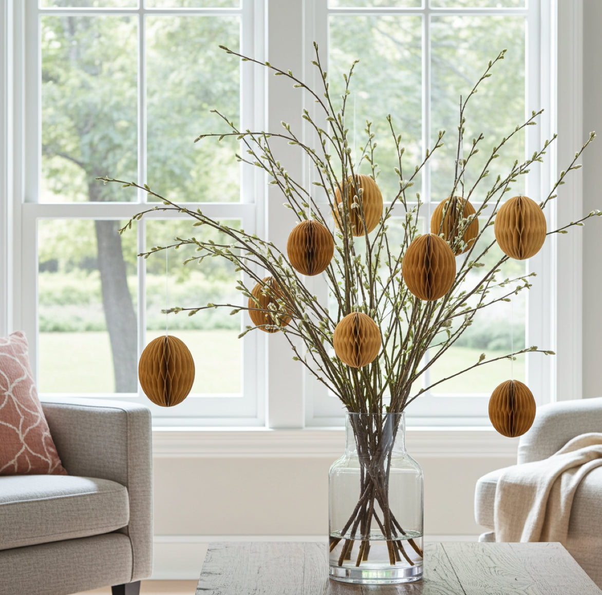 Osterei Set Farbe Braun mit Waben Struktur aus Papier von Bungalow DK