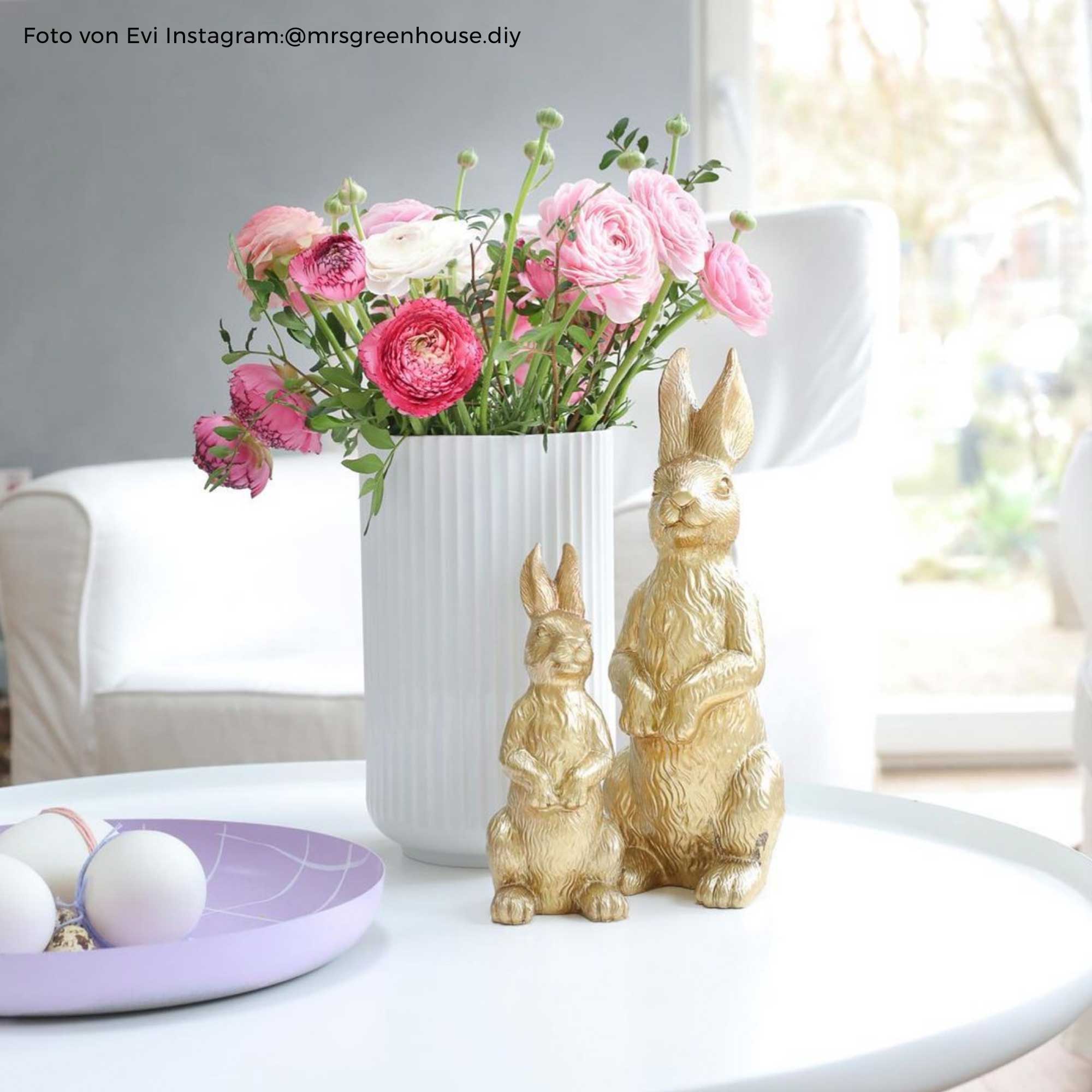 Hase Gold Osterhase Osterdeko Tulpe Blech weiss Gold Homedeko wohnzimmer deko kaufen Ostern Soulbirdee