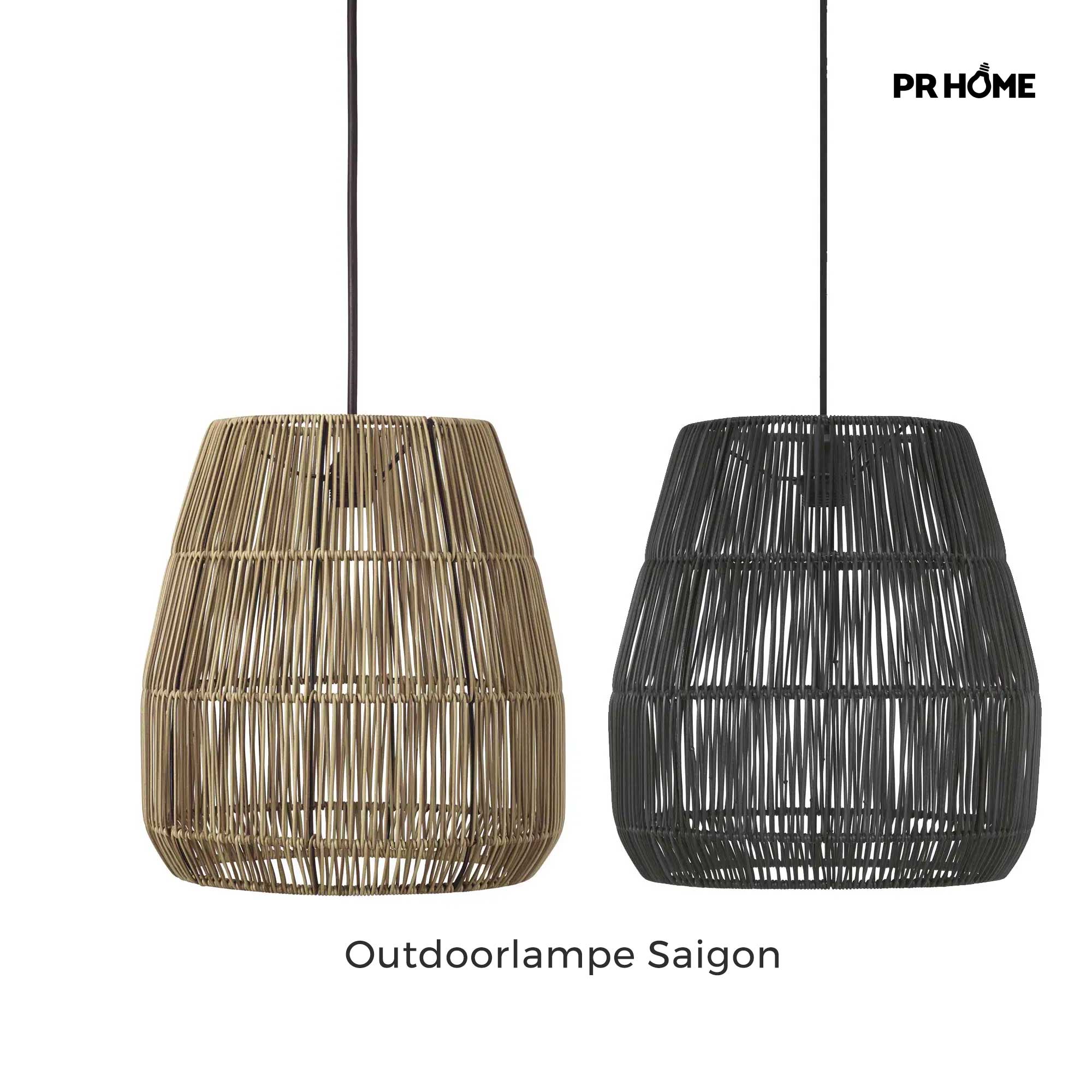 Outdoor Hängelampe Poly Rattan Lampe Saigon PR Home Outdoor Lampe Skandinavische Lampe kaufen Lampe für draußen Soulbirdee Lampenshop Esstischlampe im skandinavischen Stil scandi hängeleuchte Japandi outdoor onlineshop