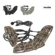 Outdoor Lichterkette mit 5 Lampenschirmen aus Poly-Rattan Beleuchtung für Terrasse & Balkon mit 5 Lampen Soulbirdee Onlineshop