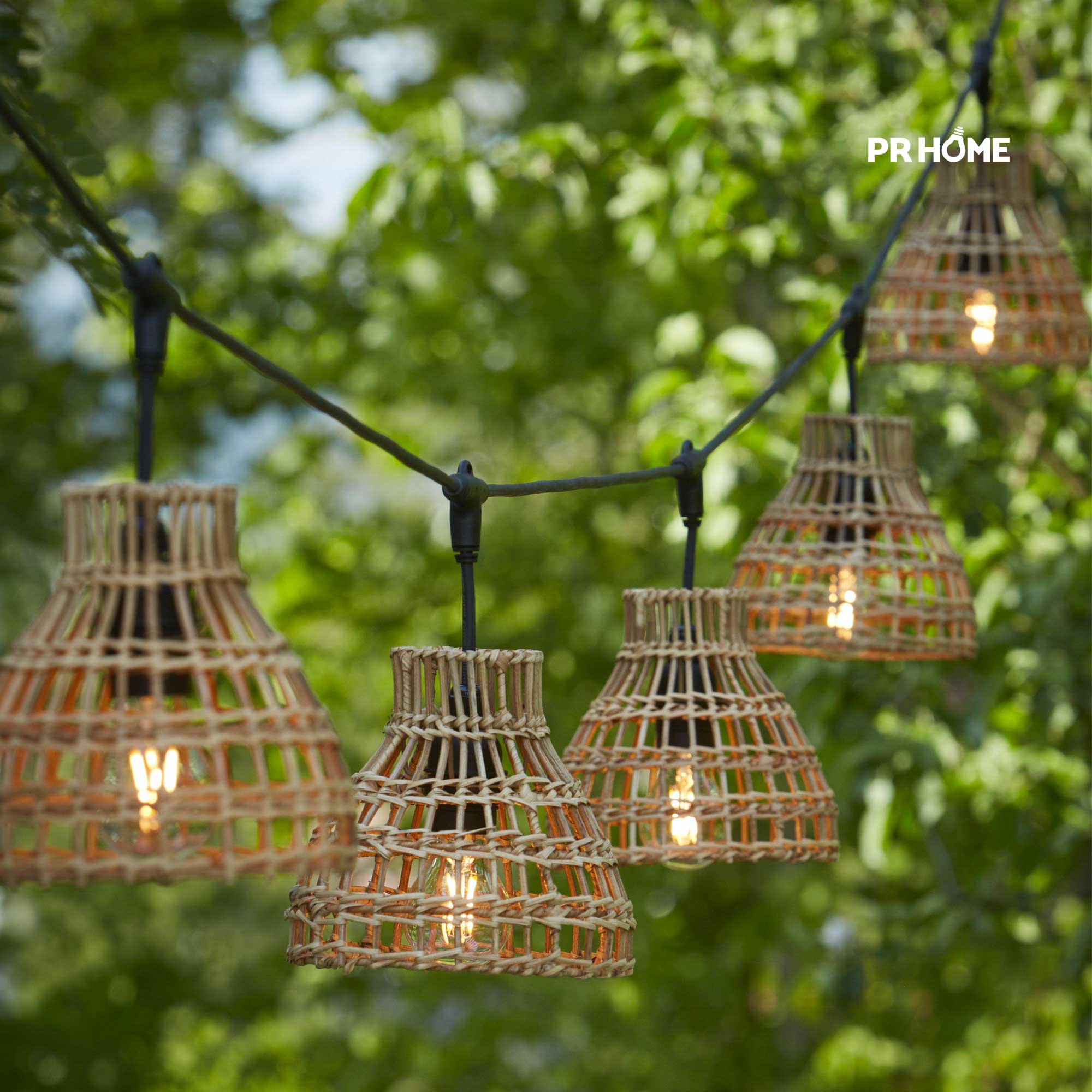 Outdoor Lichtkette 5 braunen Lampenschirmen Beleuchtung für Draußen & Garten mit 5 Lampen Soulbirdee Onlineshop
