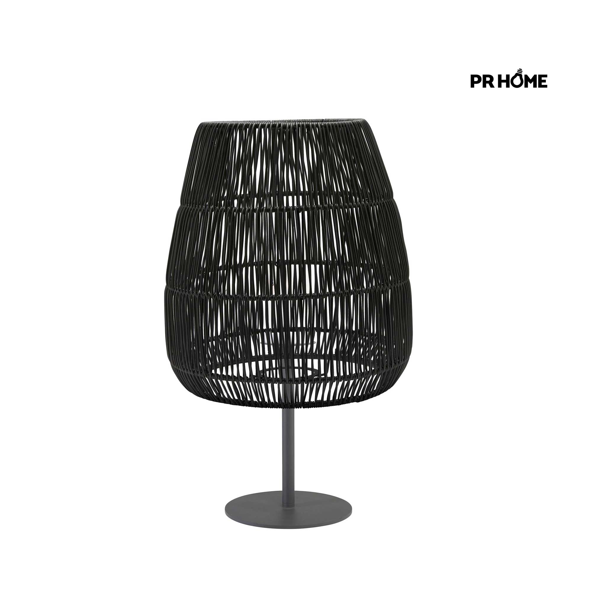 Outdoor Tischlampe schwarz SAIGON Poly Rattan Lampenschirm Prhome Qualität Lampe kaufen Outdoor Lampe Draußen Beleuchtung Gartenlicht Balkonlampe | Soulbirdee Lampenshop