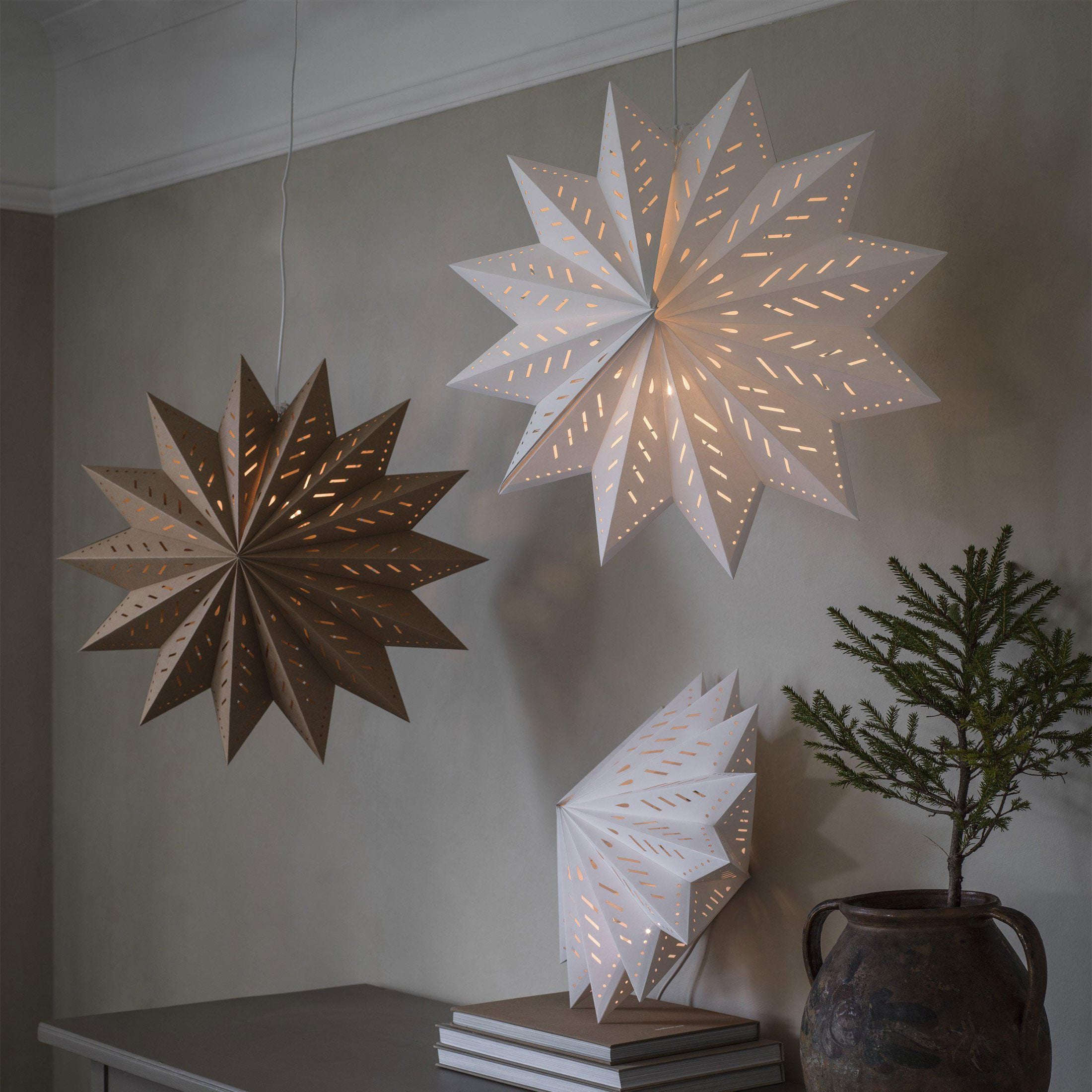 Papierstern Weiss 50 cm Weihnachtsbeleuchtung Stern Lampe Weihnachten Weihnachtsdeko Weihnachtsbeleuchtung kaufen Soulbirdee Onlineshop