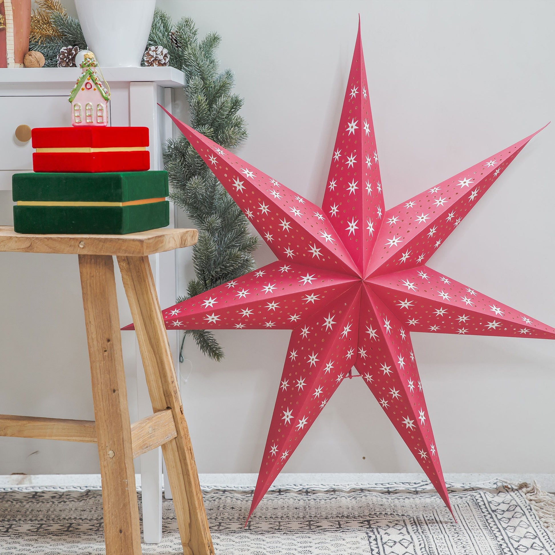 Papierstern für Weihnachten weihnachtsbeleuchtung skandinavische Weihnachtsdeko Kopenhagen Dänemark Bungalow DK Soulbirdee Onlineshop