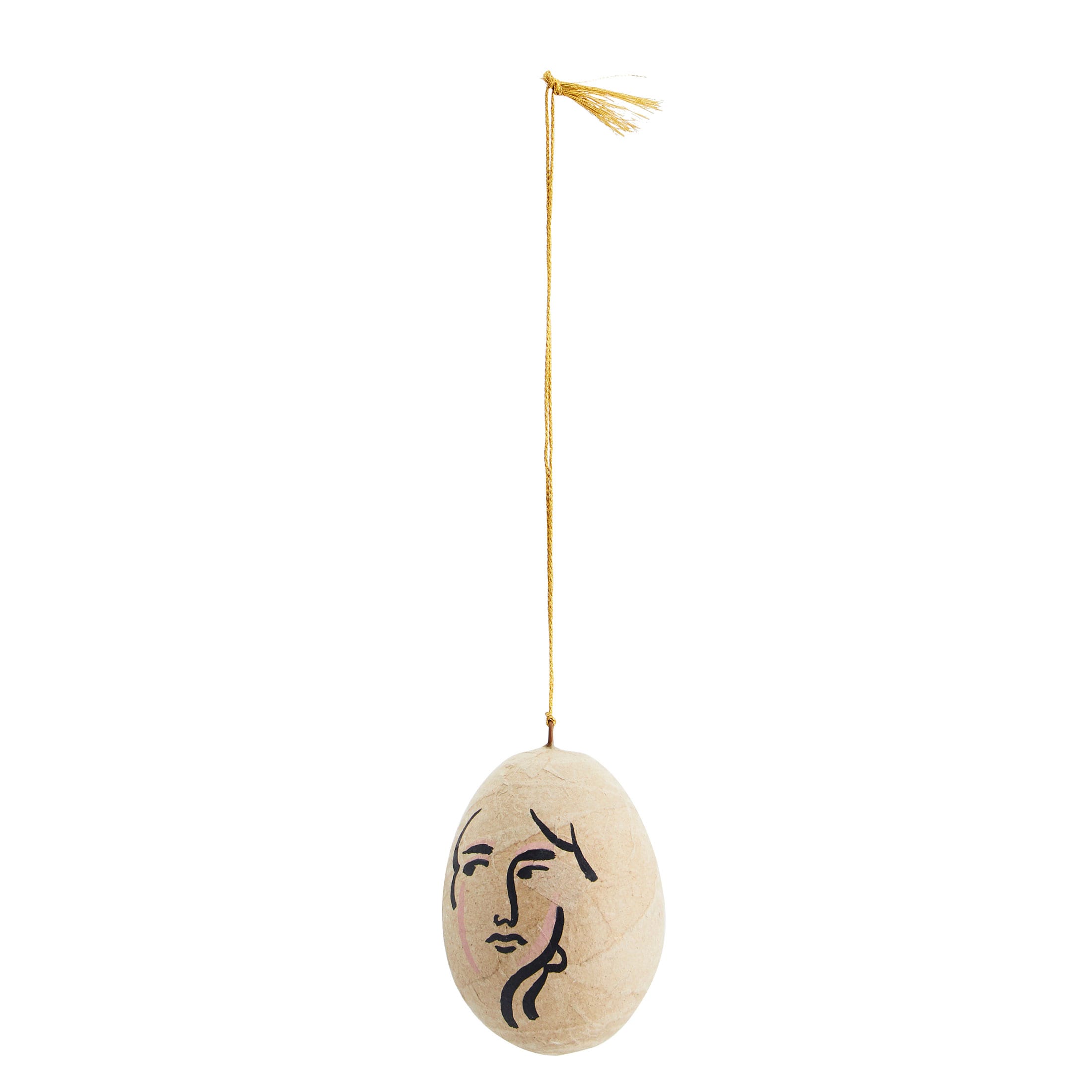 Hängendes Ei mit Gesicht ♥ Ei von der Marke Madam Stoltz im Boho Stil mit Muster. Traumhaft schöne Oster Deko im Bohemian Stil für Ostern