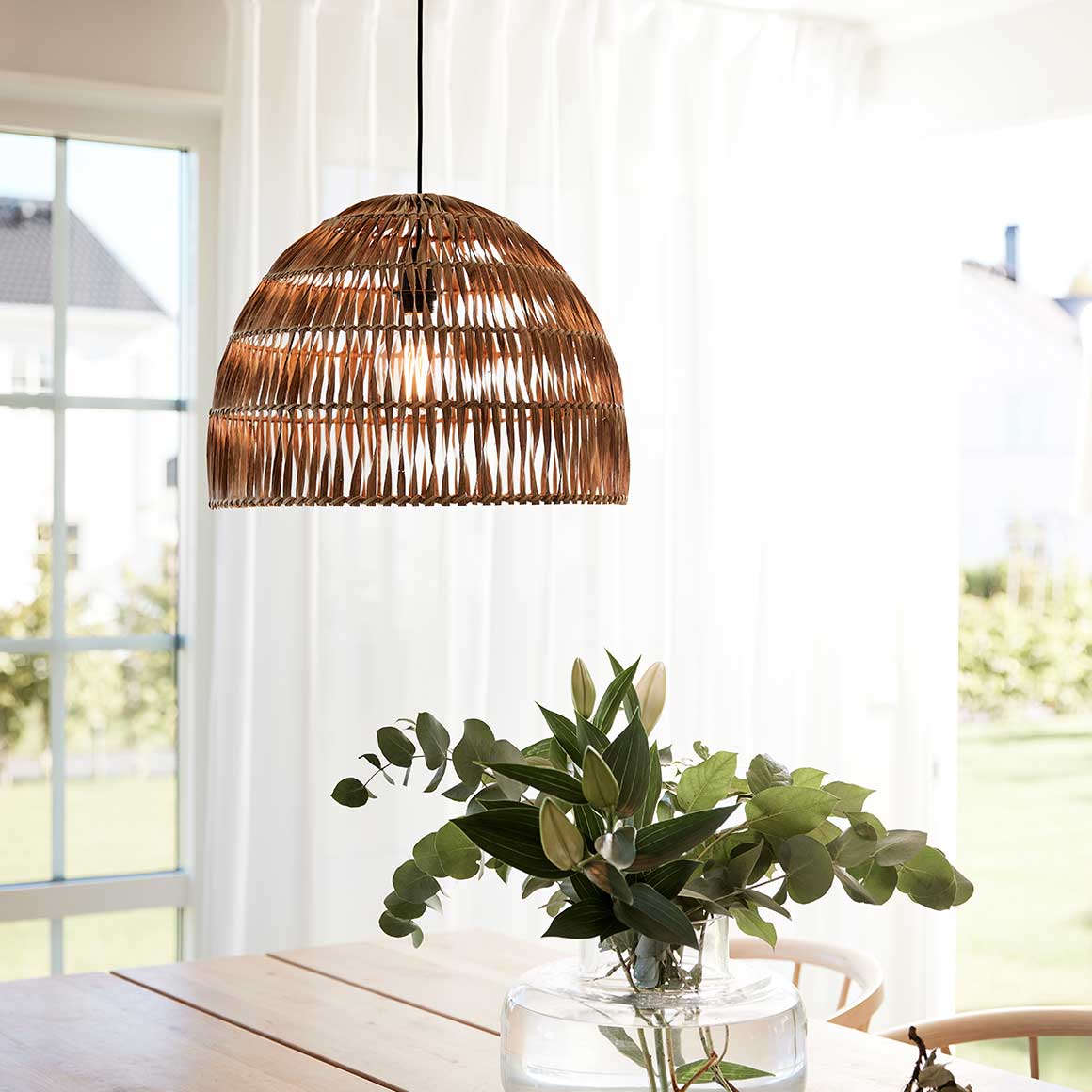 Pendelleuchte RATTAN Rattan Lampe aus gedrehtem Rattan die ein bezauberndes Lichtmuster gibt ♥ Wohnzimmer Hängelampe ♥ Soulbirdee Lampenshop
