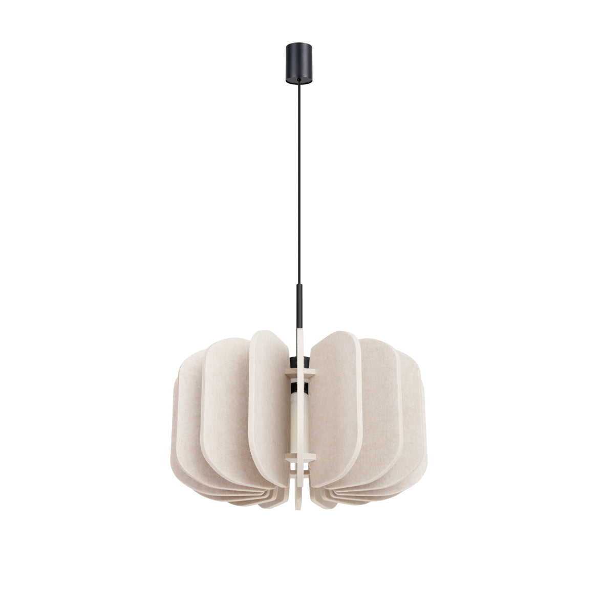 Pendelleuchte Beige Fächer Design MULA retro modern mit Lampenschirm aus hellem Filz