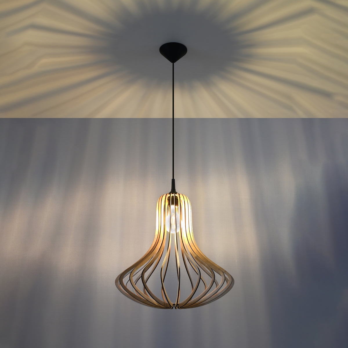 Pendelleuchte aus Holz Esstischlampe Holzlampe für den Esstisch Wohnzimmerlampe Lampe kaufen Beleuchtung Pendelleuchten Lampenshop Soulbirdee