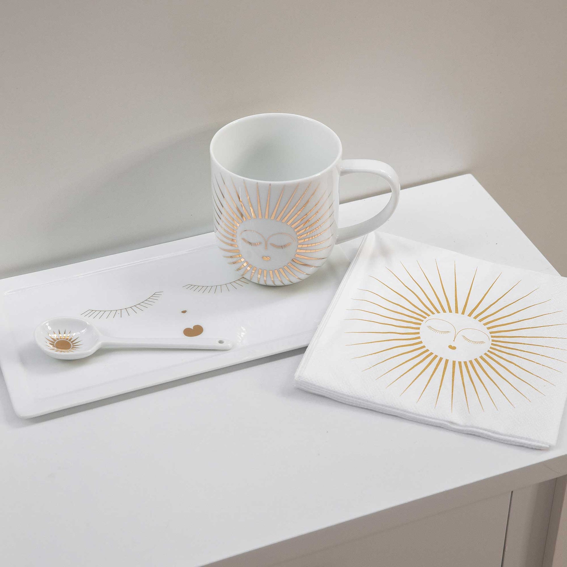 Frühstücksgeschirr aus Porzellan mit Gold Geschirr Kuchenteller Boho Style