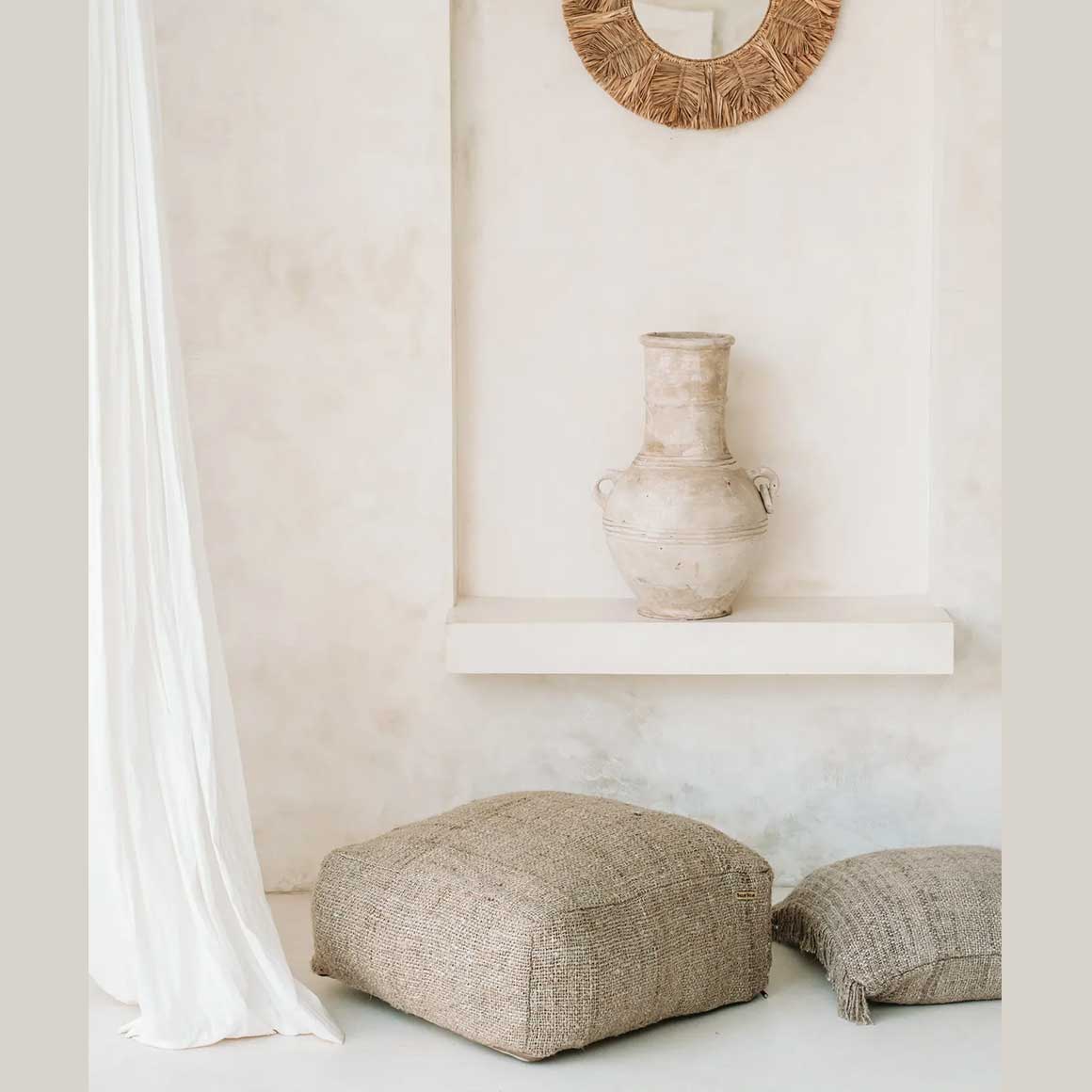 Pouf ibiza boho style beige baumwolle ibiza Bazar Bizar Soulbirdee Beige