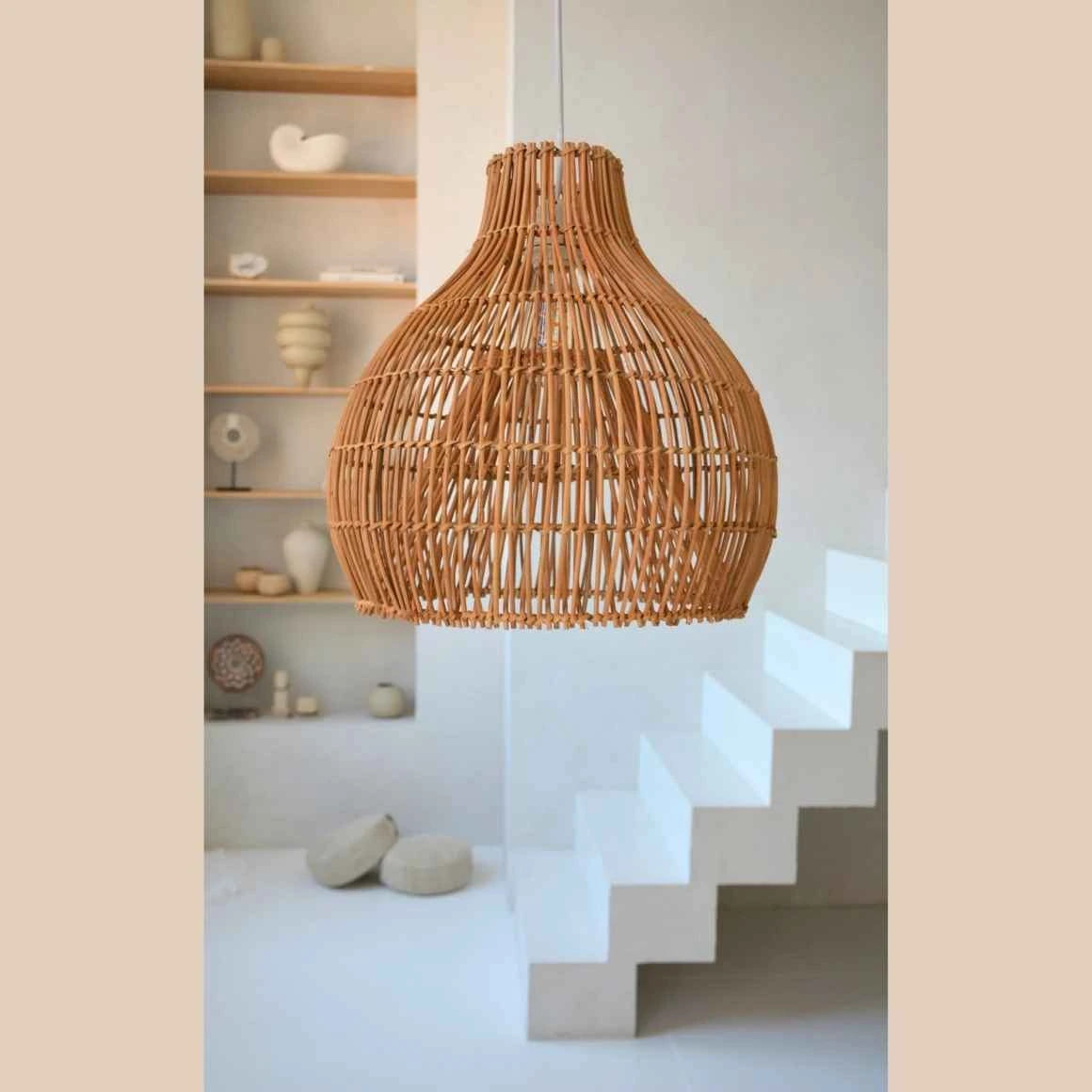 Handgeflochtener Rattan-Lampenschirm GILI im Skandi-Bohème-Stil