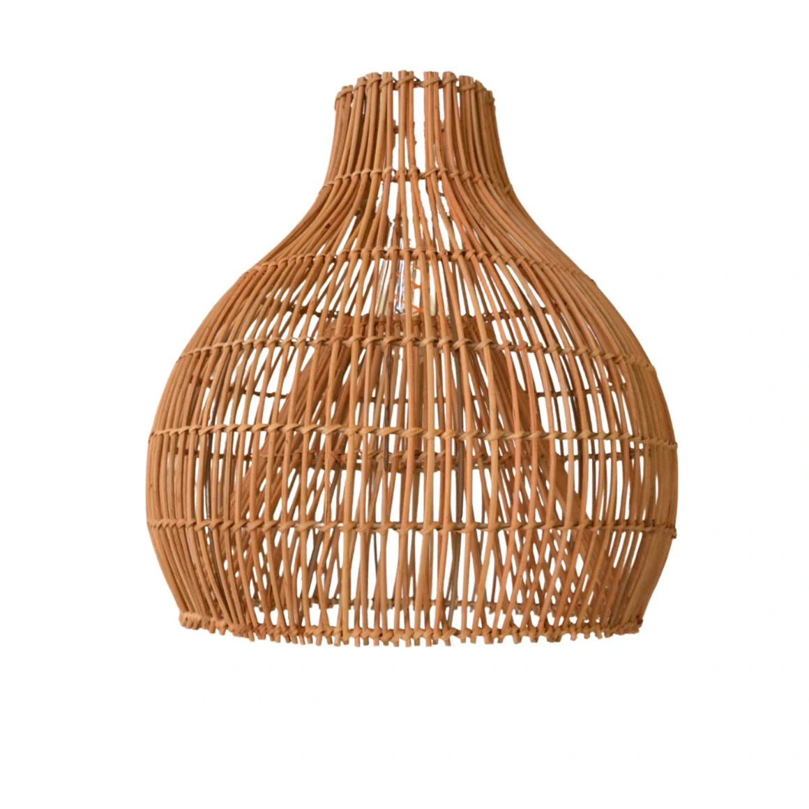 Runder Rattan-Lampenschirm in nach oben schmaler Fishtrap-Form