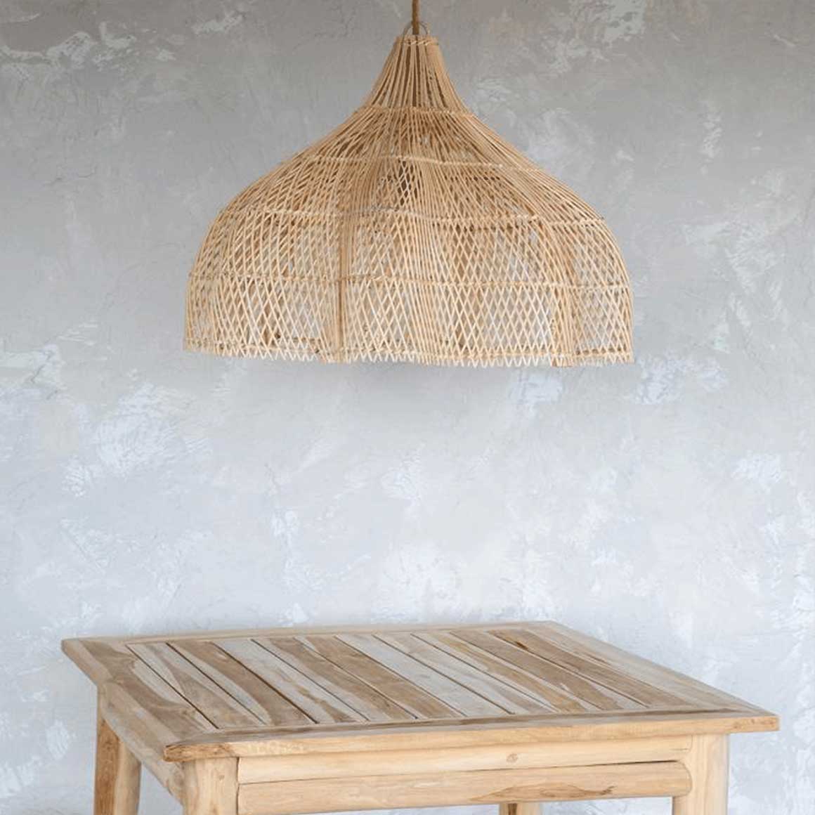 Rattan Lampe Beachhouse Esstischleuchte Whipped Rattan Rattan Lampenschirm Hängeleuchte Boho Lampe kaufen Bazar Bizar Soulbirdee Lampenshop Whipped Pendant