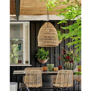 Rattan lampe pendelleuchte haengelampe braun natur skandi modern prhome rund glocke design soulbirdee onlineshop gastro cafe restaurant lampe beleuchtung