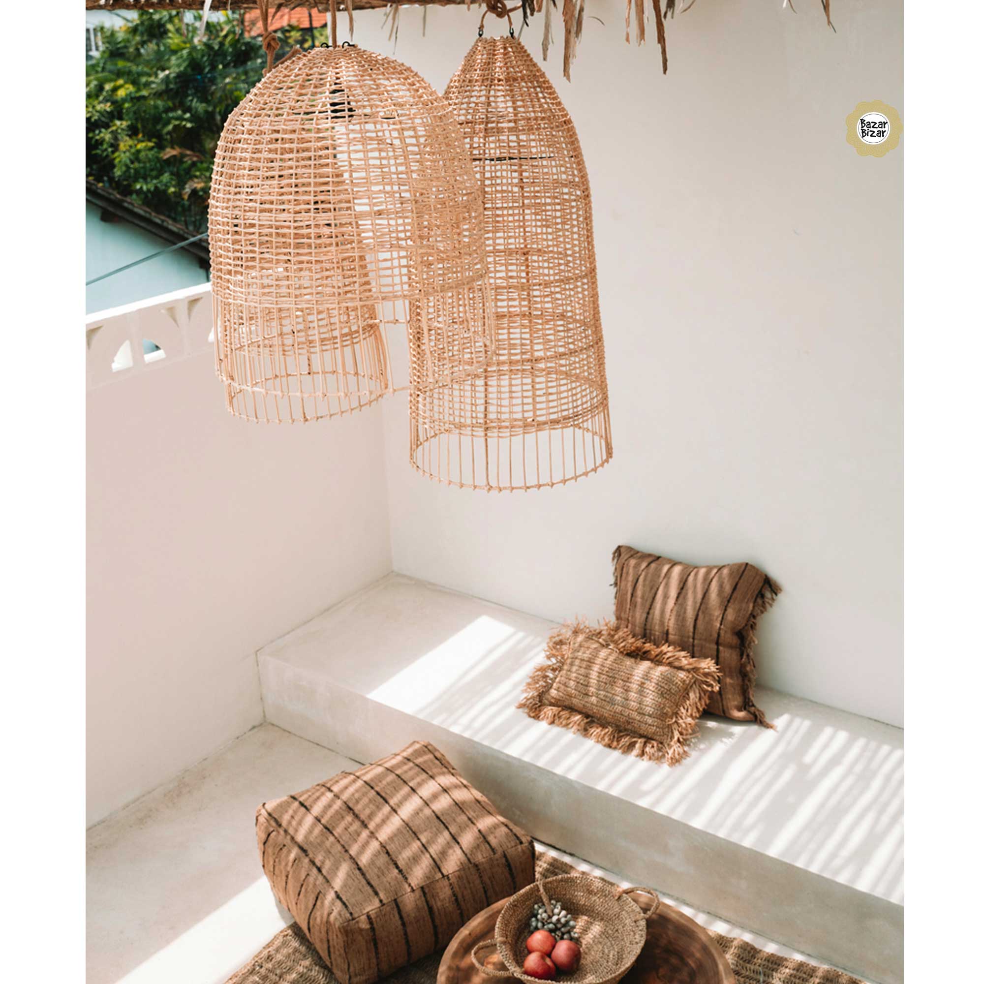 Elba Lampenschirme Beide Rattan IItalienisch Stil Bazar Bizar | BAYU036N-M-30x60Esstischlampe kaufen | Soulbirdee Onlineshop