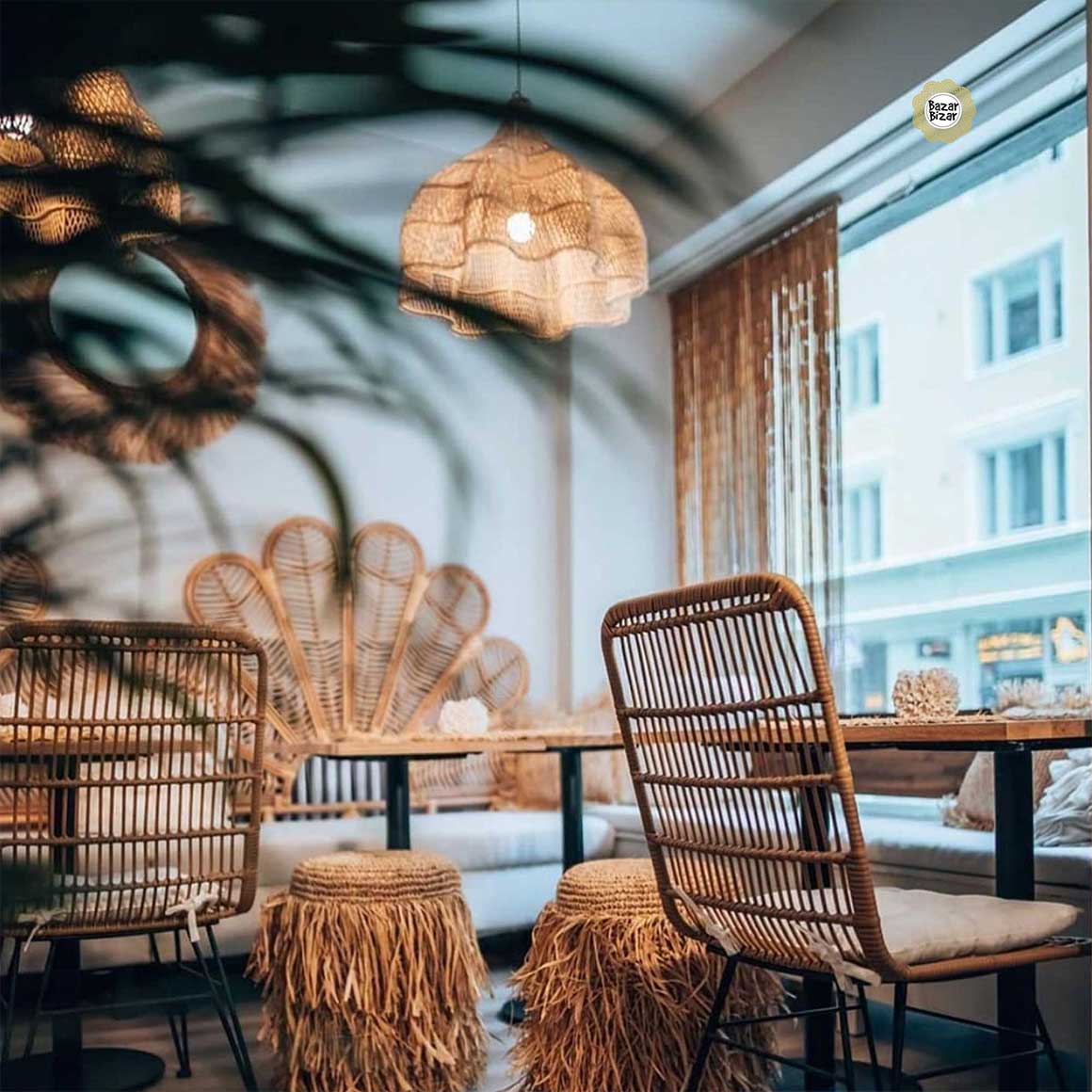 Rattan Lampe Rattanlampe Rattanleuchte Beachhouse Esstischleuchte BAYU010N-M-60 Rattan Lampenschirm Boho Lampe Bazar Bizar Soulbirdee Lampenshop