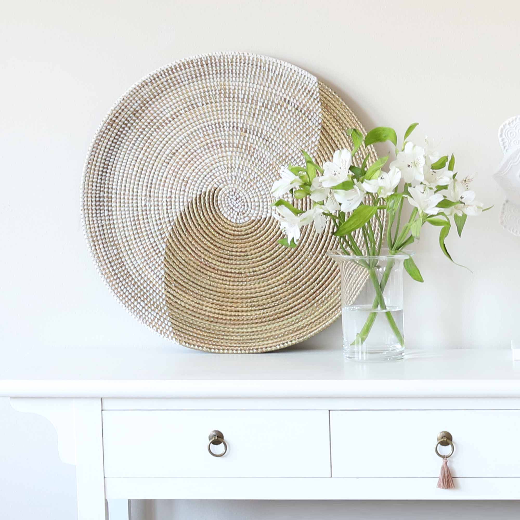 Runder Korb GOLD ♥ Grosser Korb aus Savannen-Gras für das Wohnzimmer, für Strickzeug oder Decke. Aufbewahrung online kaufen, Soulbirdee