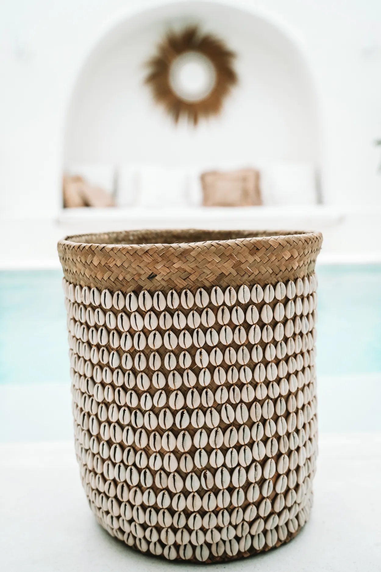 Boho Korb Pandan mit Muscheln ♥ Boho Style Wohndeko aus Bali | Deko aus Naturmaterial von Bazar Bizar | Korb kaufen bei Soulbirdee Onlineshop
