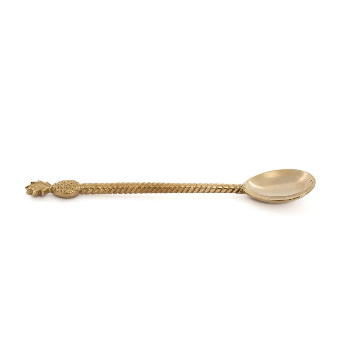Goldener Salatlöffel aus Messing mit setlichem Ananasgriff