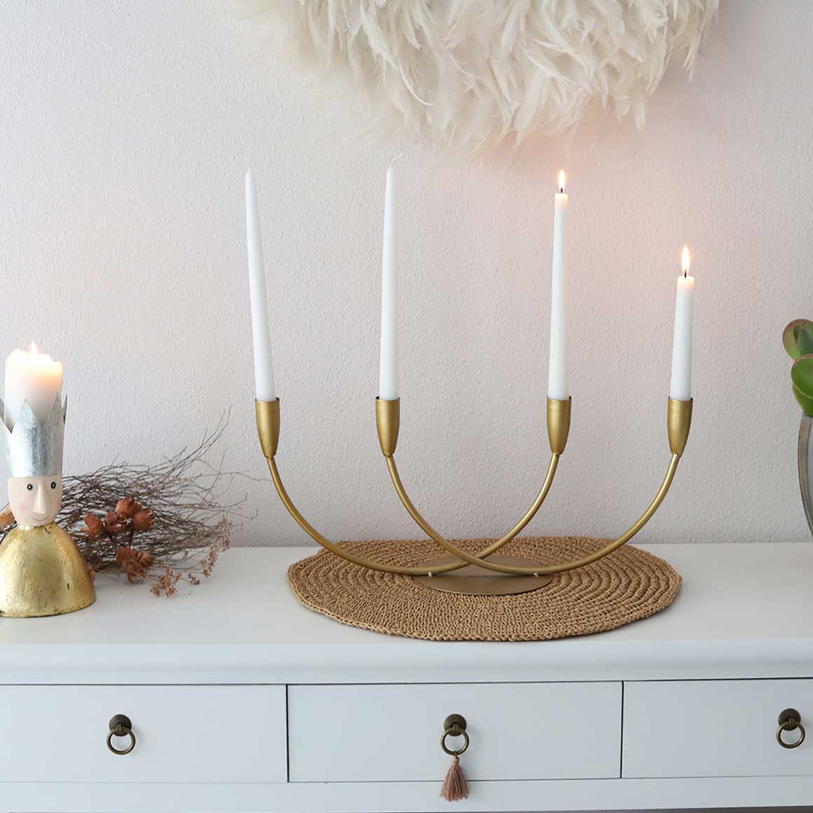 Scandi Kerzenleuchter Gold Xmas Deko kerzenständer kerzenhalter Adventskranz 4 Kerzen Moderne Weihnachtsdeko kaufen Soulbirdee Weihnachtsshop