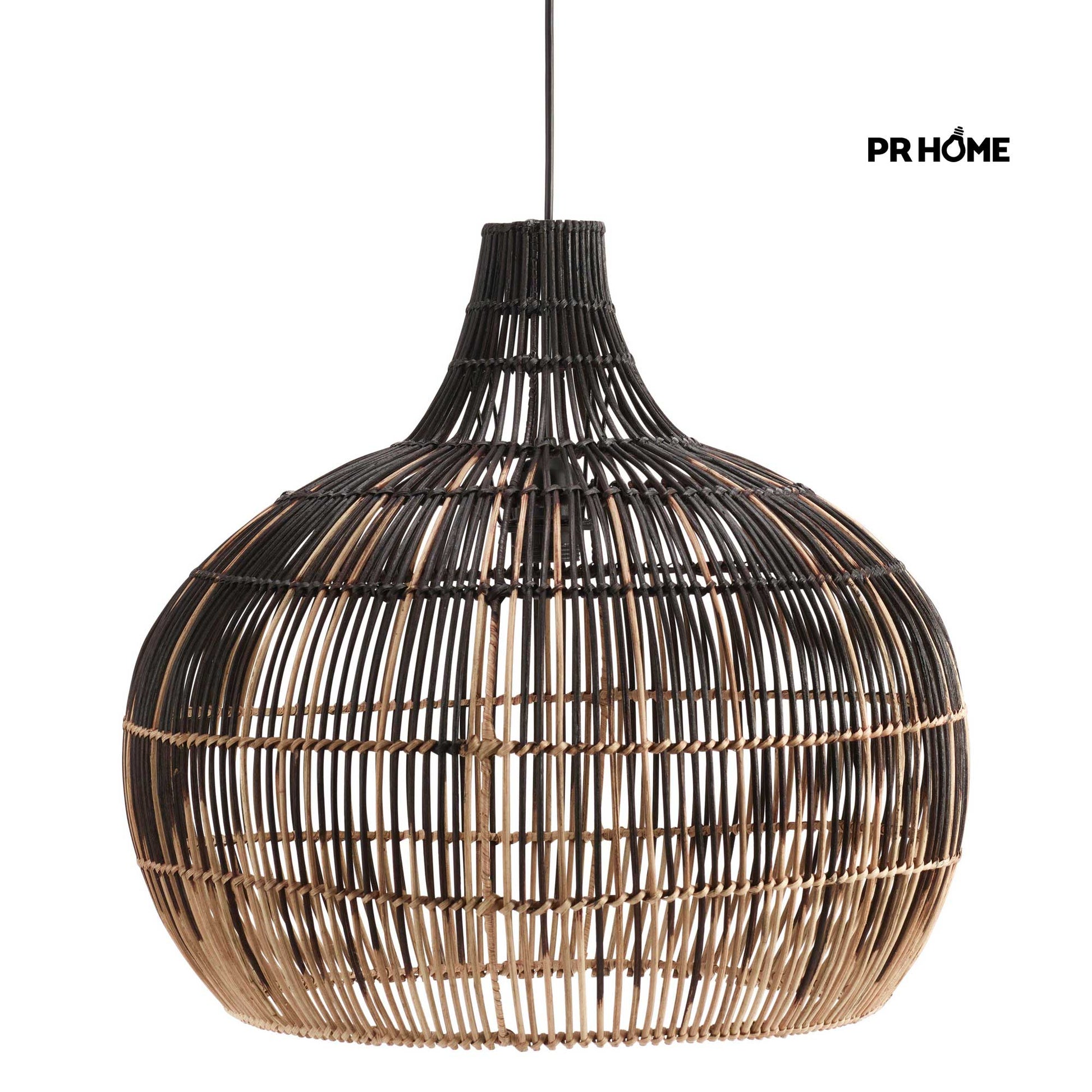 Skandi Rattan Esstisch-lampe Martha Prhome 5338-BT02 Lampe Pendelleuchte Schwarz Beige Boho Soulbirdee Onlineshop