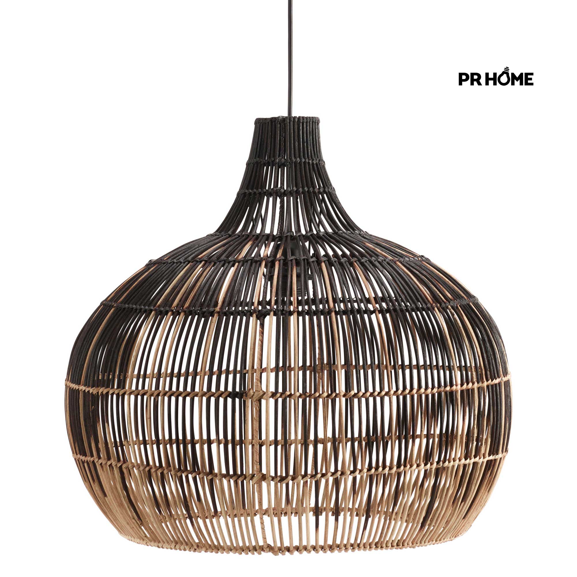 Skandi Rattan Esstisch-lampe Martha Prhome 5338-BT02 Lampe Pendelleuchte Schwarz Beige Boho Soulbirdee Onlineshop