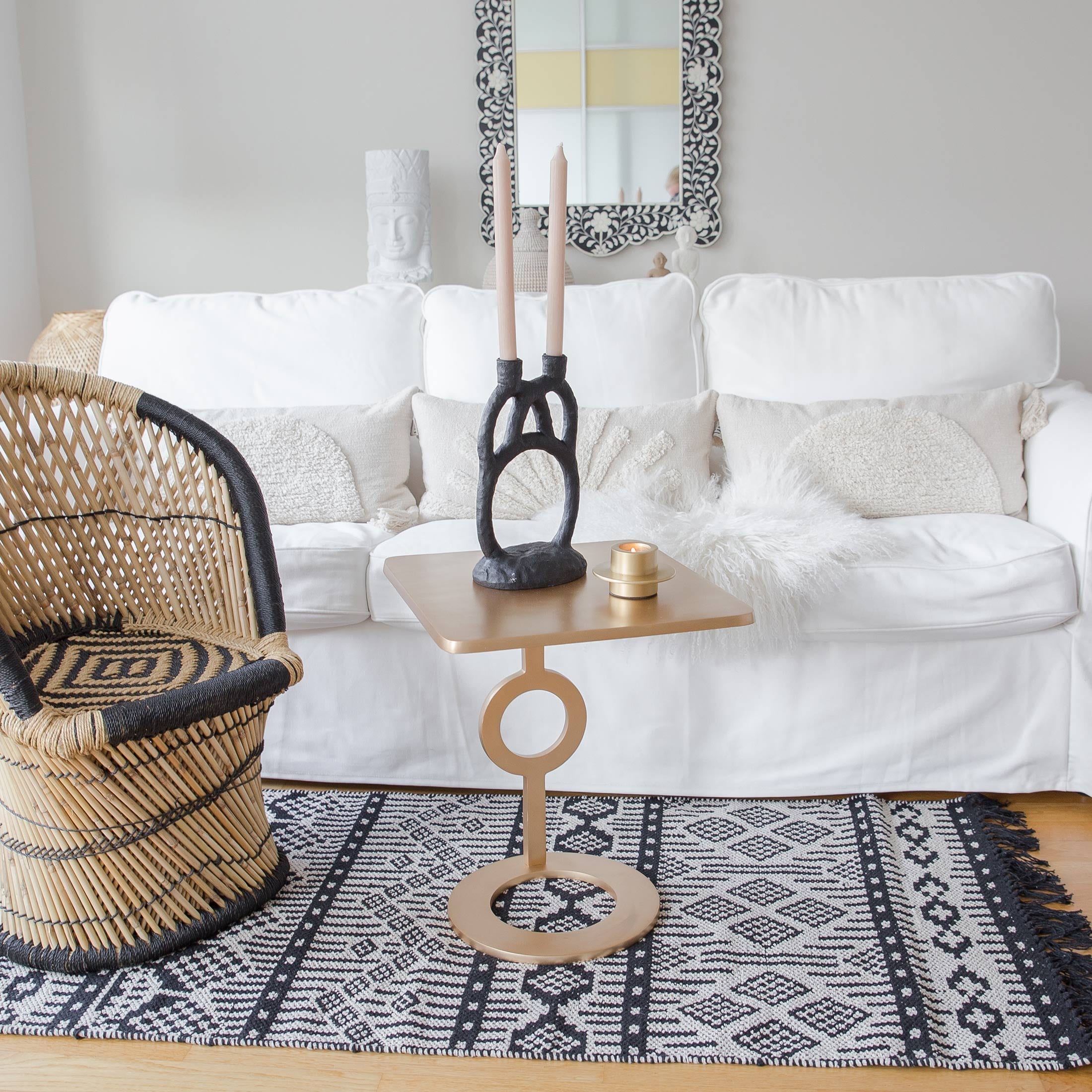 Schwarz Weiß Teppich Läufer Teppich Baumwolle PET Marke Liv Interior 140 x 70 waschbar für das Wohnzimmer Küchenteppich Soulbirdee Onlineshop