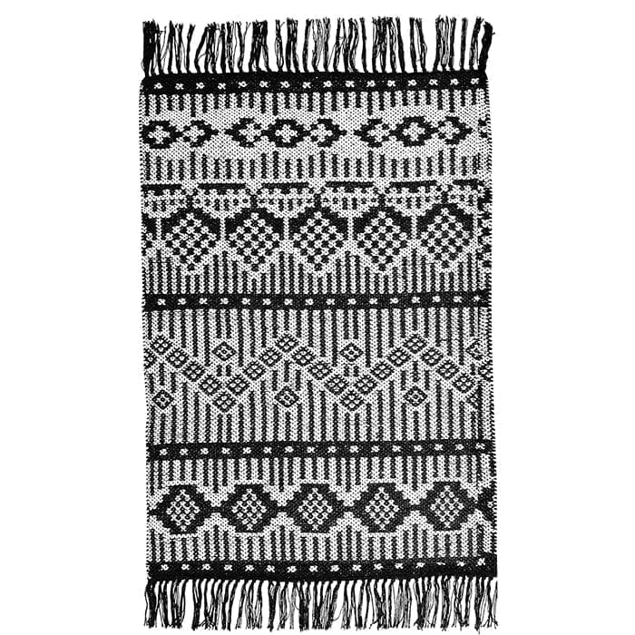 Schwarz Weiß Teppich Läufer Teppich aus recycelter Baumwolle in Schwarz, Lila, Gelb | Liv Interior. Läufer mit 140 x 70 cm, waschbar, Wohnzimmer-Teppich kaufen