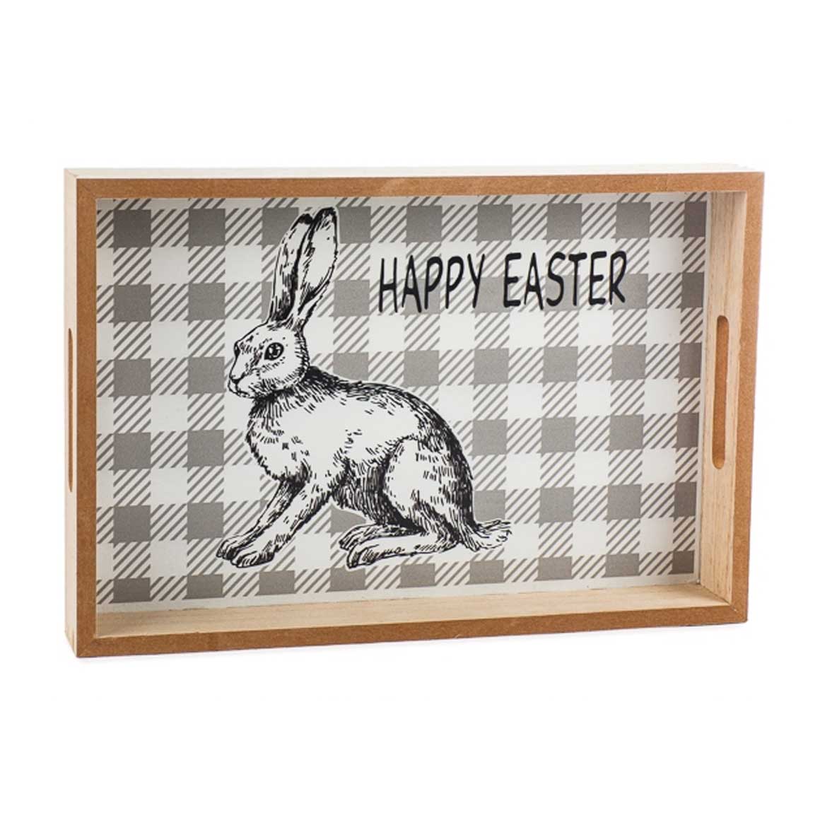Tablett mit Hase in Grau Süße Osterdeko Serviertablett mit Griff Osterdeko Idee Oster Dekoration Geschirr Oster Dekoration Soulbirdee Onlineshop