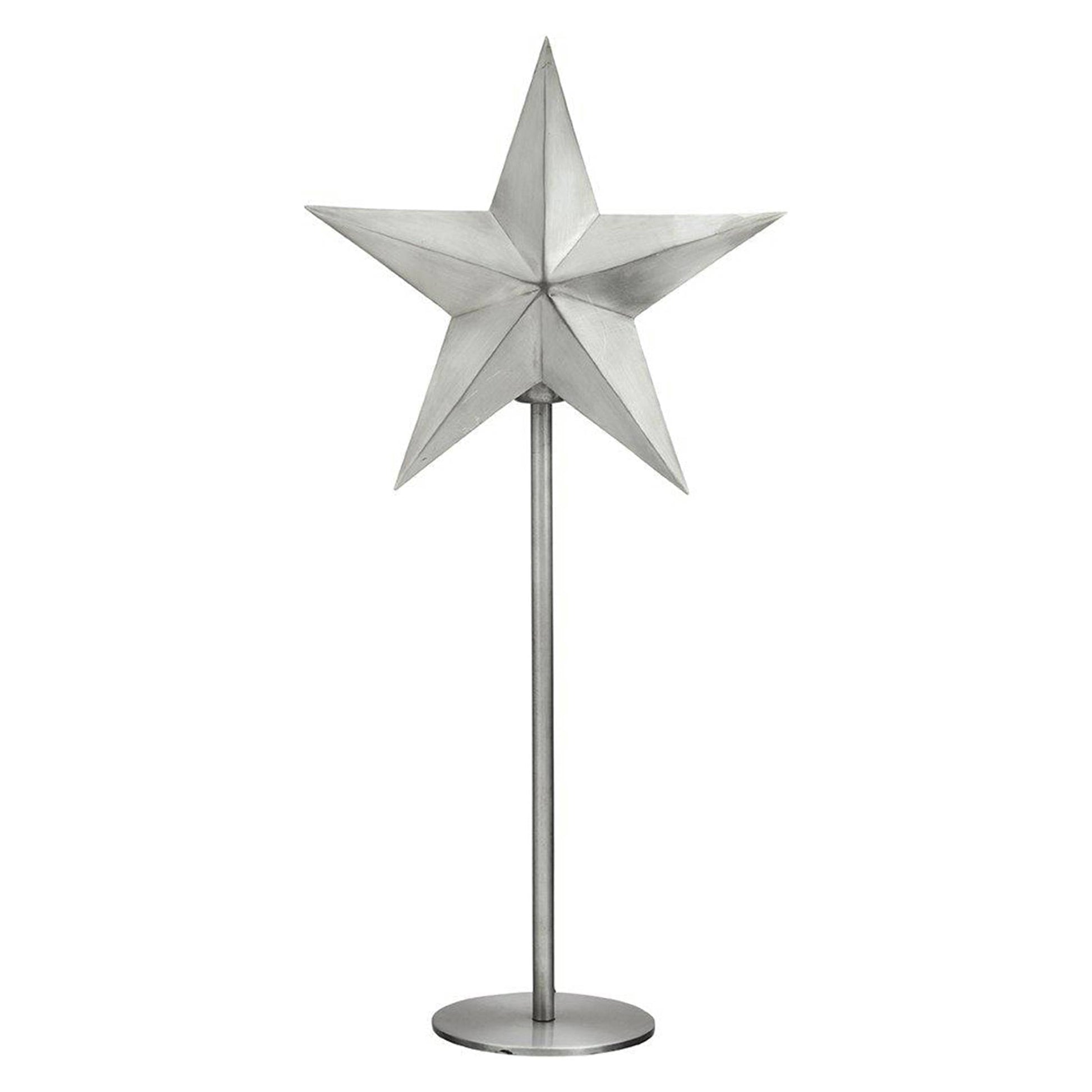 Silberne Tischlampe mit Stern aus Metall mit 76cm Höhe von der Marke PR Home aus Skandinavien. Stern-Lampe für die Weihnachtsdeko mit Stecker und Glühbirne