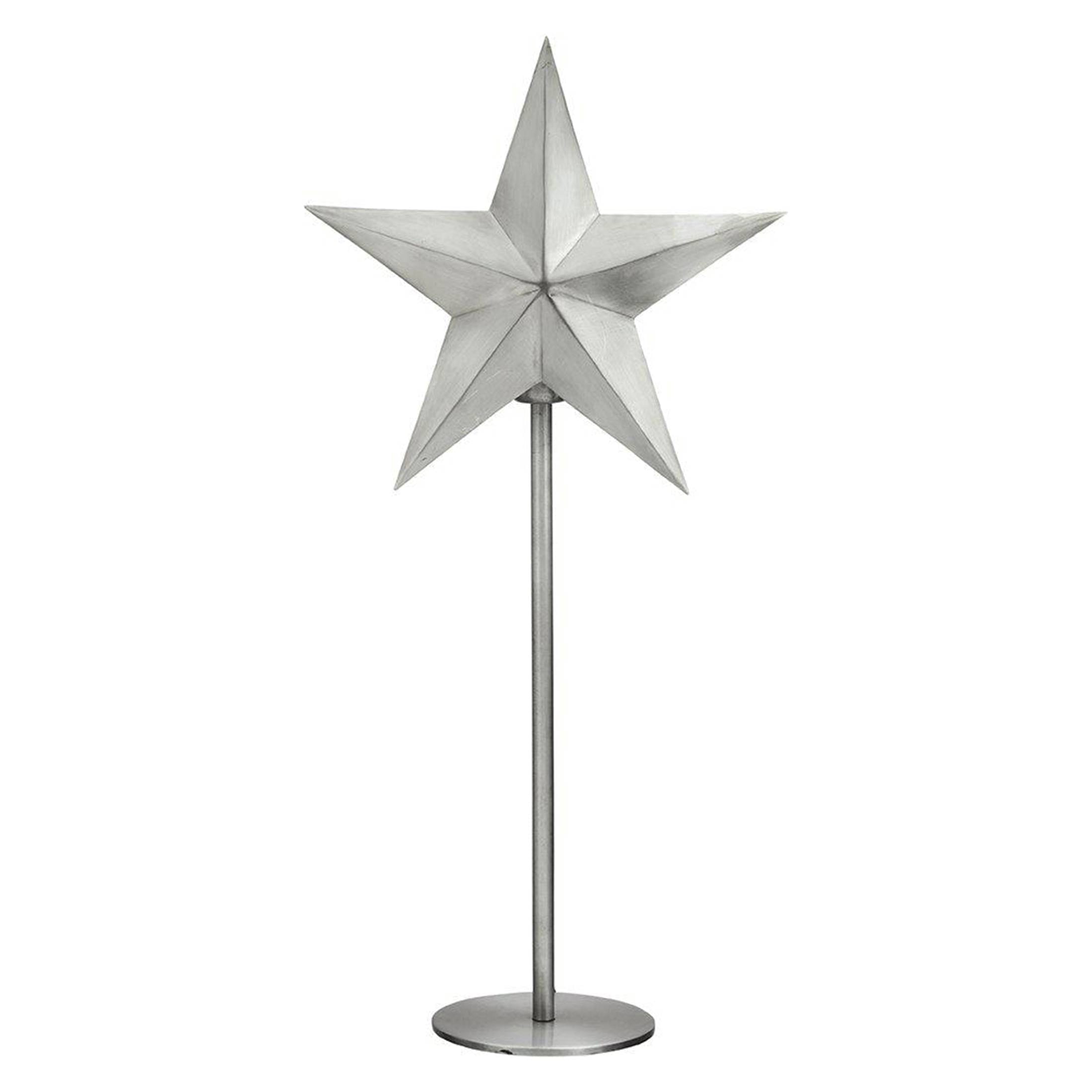 Silberne Tischlampe mit Stern aus Metall mit 76cm Höhe von der Marke PR Home aus Skandinavien. Stern-Lampe für die Weihnachtsdeko mit Stecker und Glühbirne