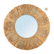 Spiegel Palm Tree | Bazar Bizar Spiegel aus Raffia, Runder Wandspiegel aus Palmblatt, 60cm Durchmesser | Soulbirdee Shop