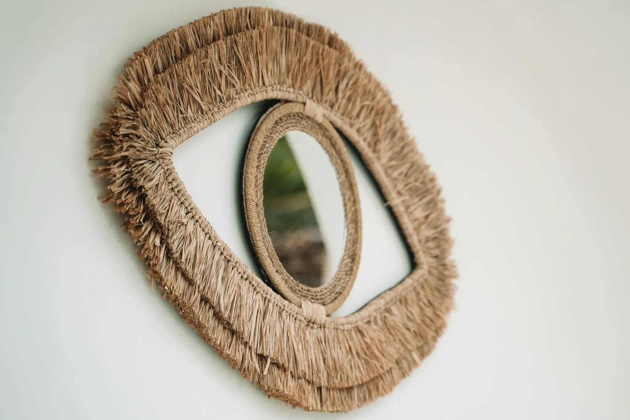Spiegel Wandspiegel Auge Dekospiegel Soulbirdee Onlineshop Bazar Bizar Bast Raffia Marokko