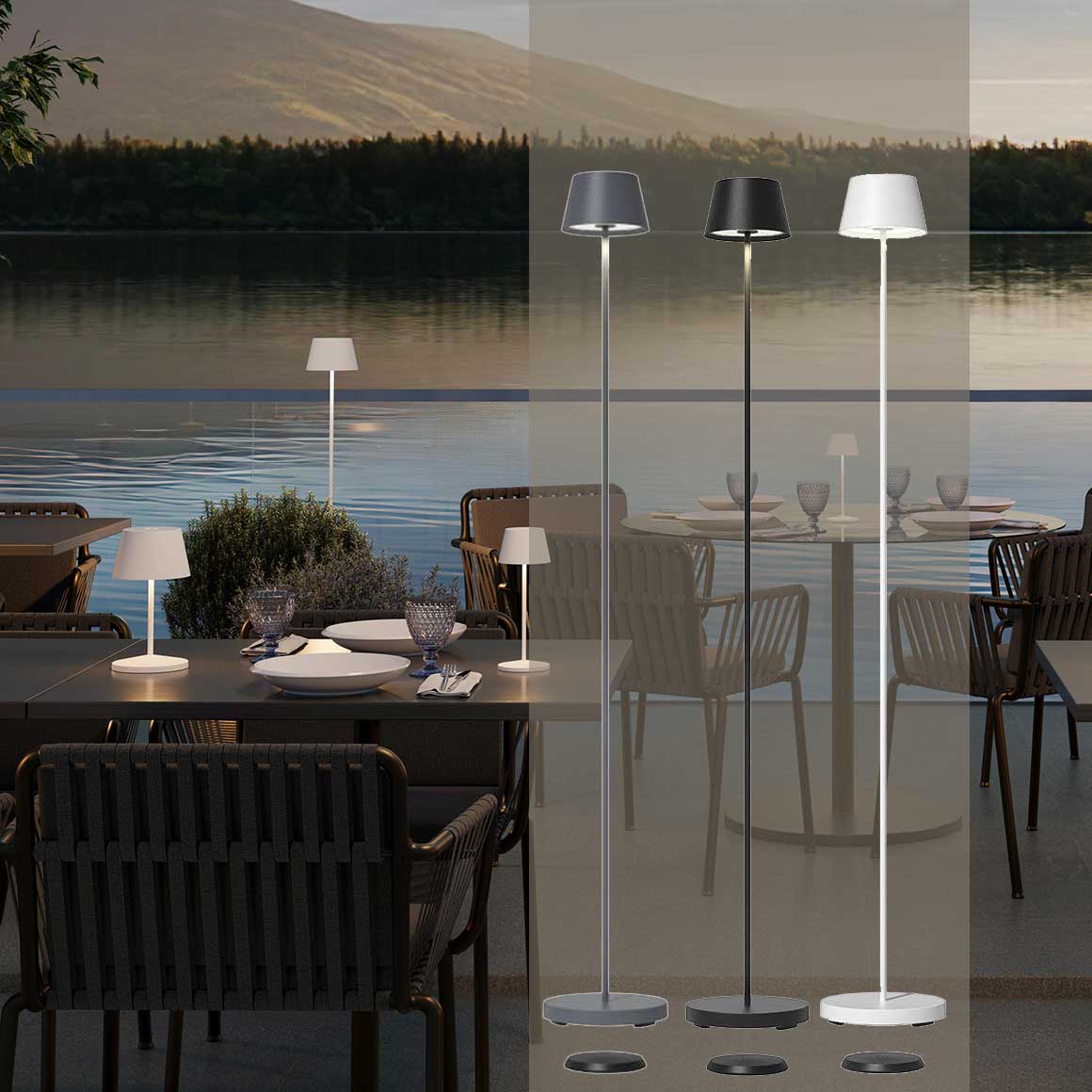Stehlampe Outdoor Lampe schwarz Akku Lampe weiss Lampe dimmbar LED anthrazit grau Outdoor Stehlampe | Stehlampe schwarz | Terrassenlampe | Dimmbar, Modern | Villeroy Boch | Lampe kaufen | Soulbirdee Lampenshop