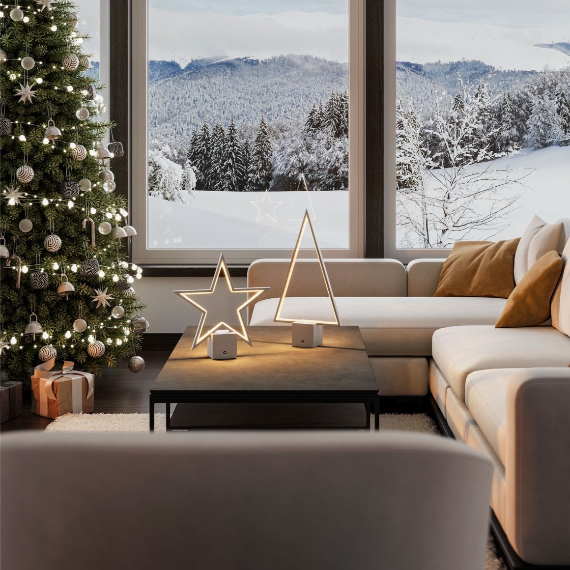 beleuchtung weihnachten wohnzimmer deko led stern lampe LED sompex silber wohnzimmer