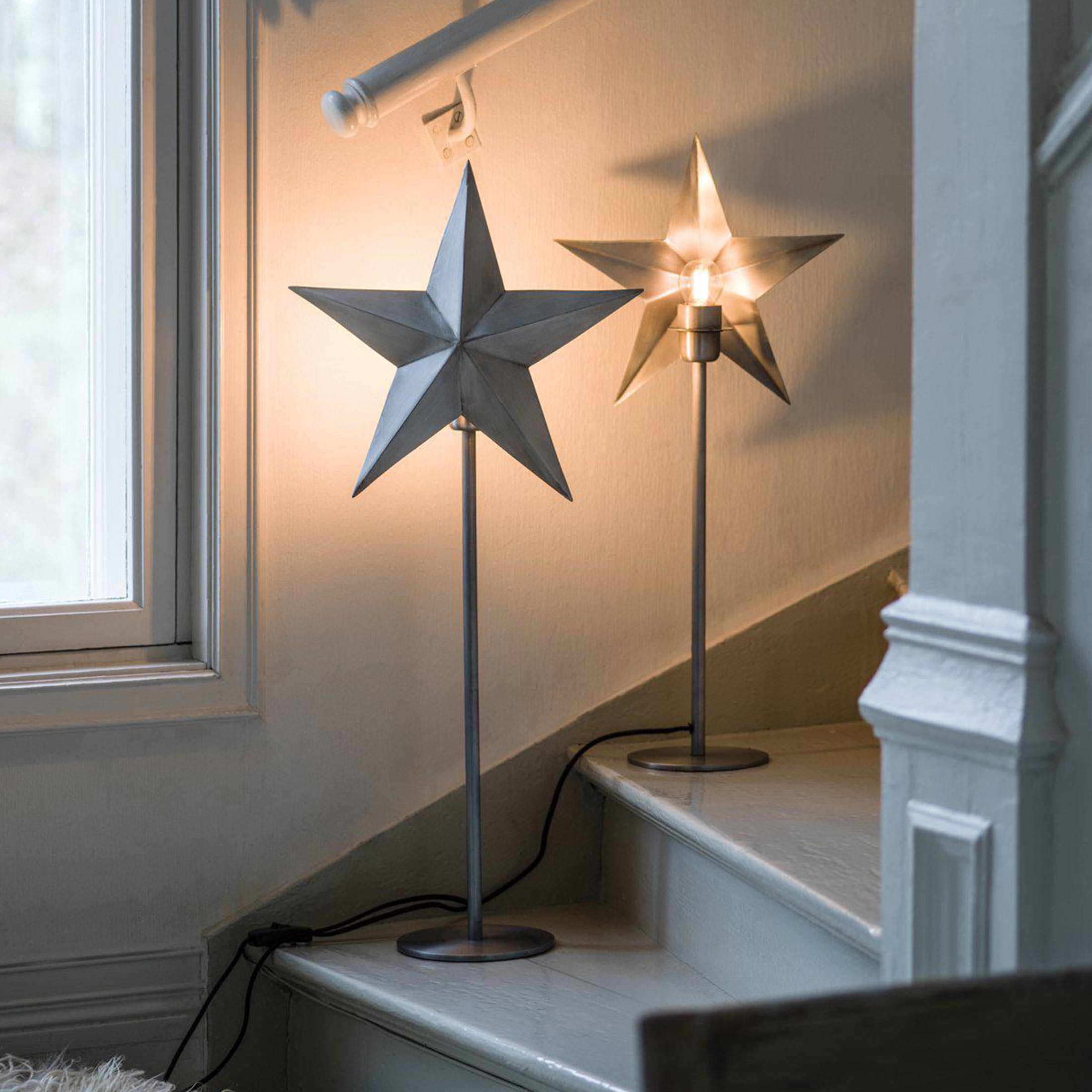 Lampe mit Stern Sternlampe Leuchtstern Weihnachtsbeleuchtung Sternlicht PR Home gold silber Stehlampe Sternlampe für die Weihnachtsdeko mit Stecker und Glühbirne Soulbirdee Onlineshop