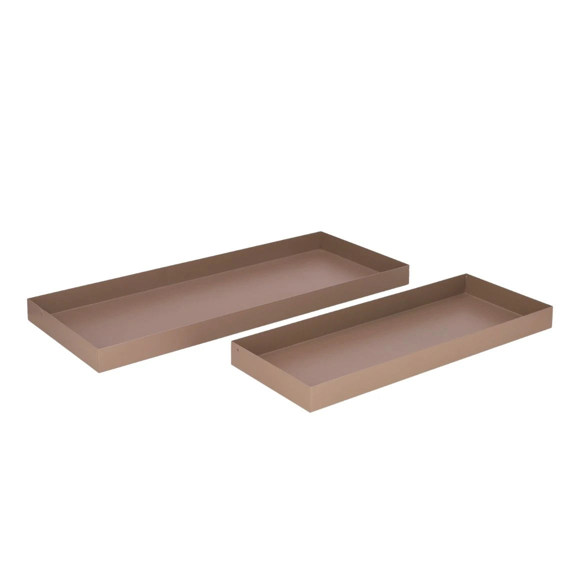 Rechteckiges Metalltablett TOFFEE als Dekotablett in warmem Beige-Toffee mit lackierter Oberfläche